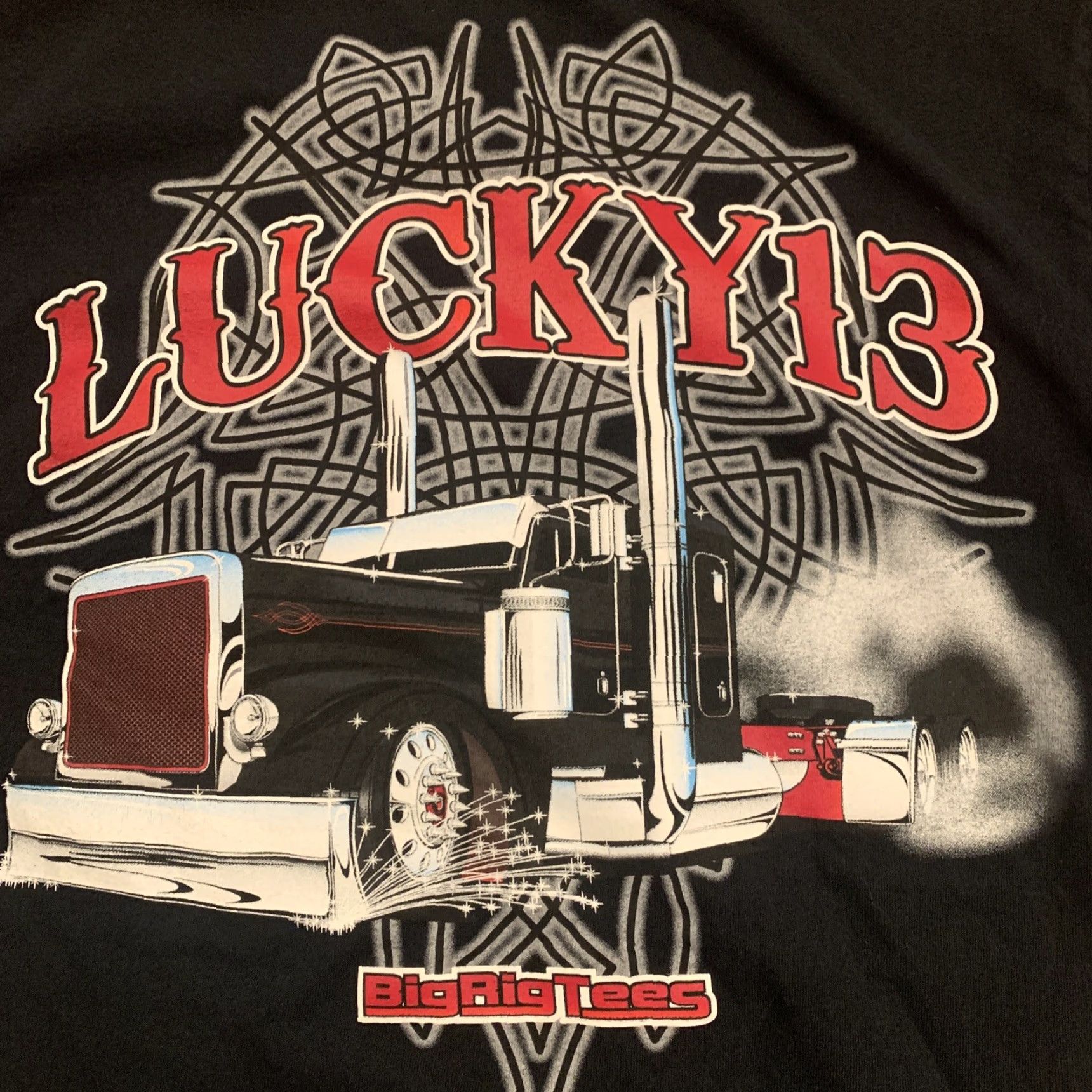Vintage BIG RIG TRUCKS Lucky 13 T-Shirt Adult Medium Black 18 Wheeler Mens Size US M / EU 48-50 / 2 - 3 Thumbnail