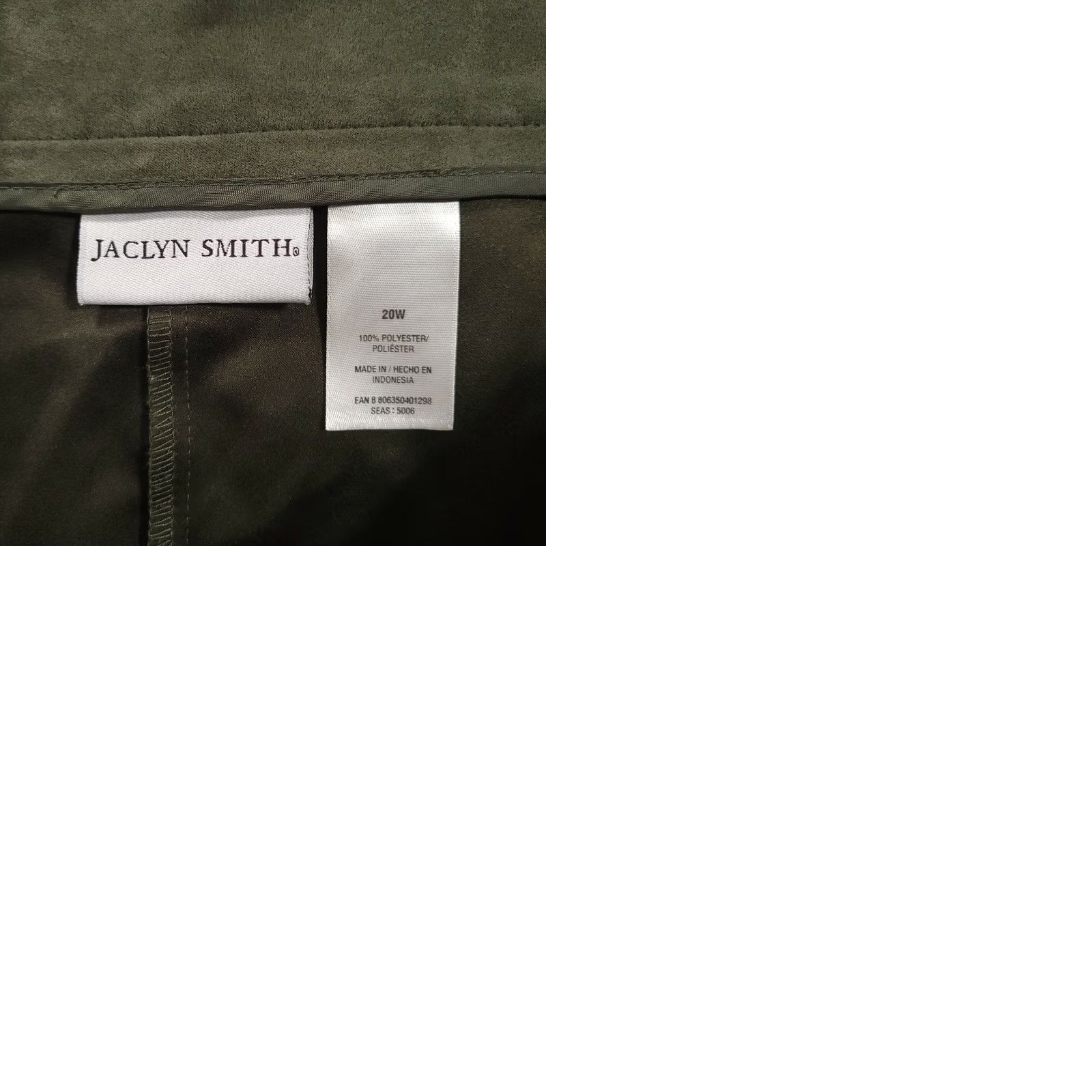Vintage Jaclyn Smith Plus Size 20W Dress Pants Green High Rise Elastic Waist Crop Pockets Solid Polyester Tapered Leg Womens Size 42" / US 20 - 9 Thumbnail