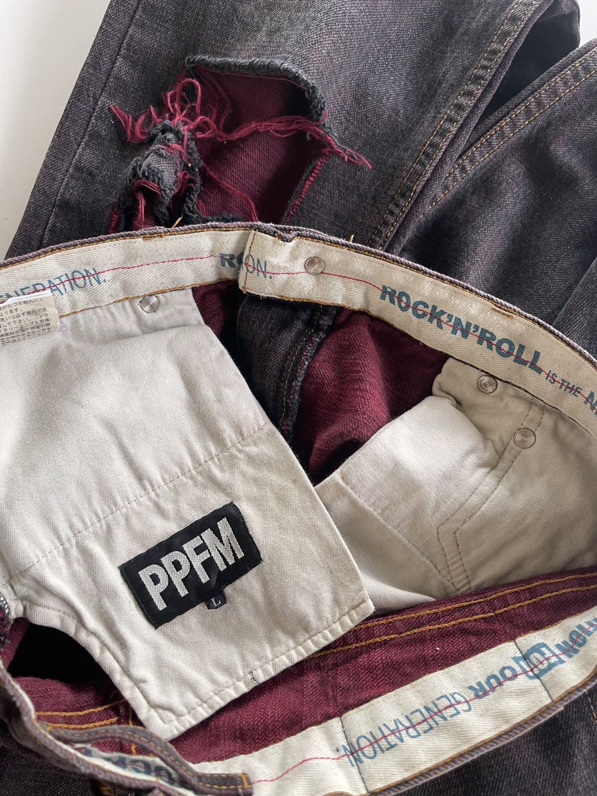 PPFM PPFM "Rock N Roll" Crazy Ripped Distressed Denim Size US 32 / EU 48 - 9 Thumbnail