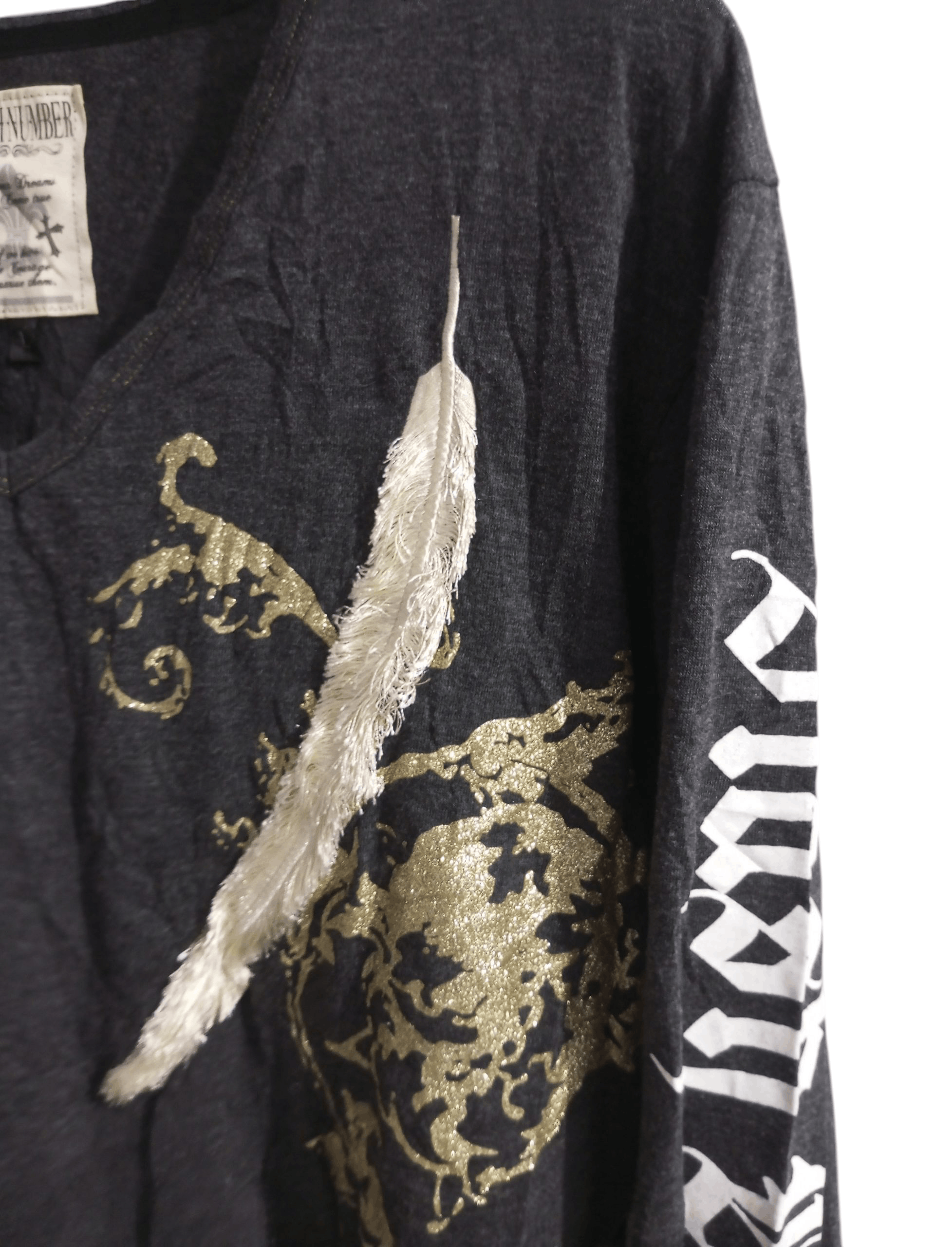 20471120 Slash number poem spellout v neck long sleeve tshirt Size US M / EU 48-50 / 2 - 3 Thumbnail