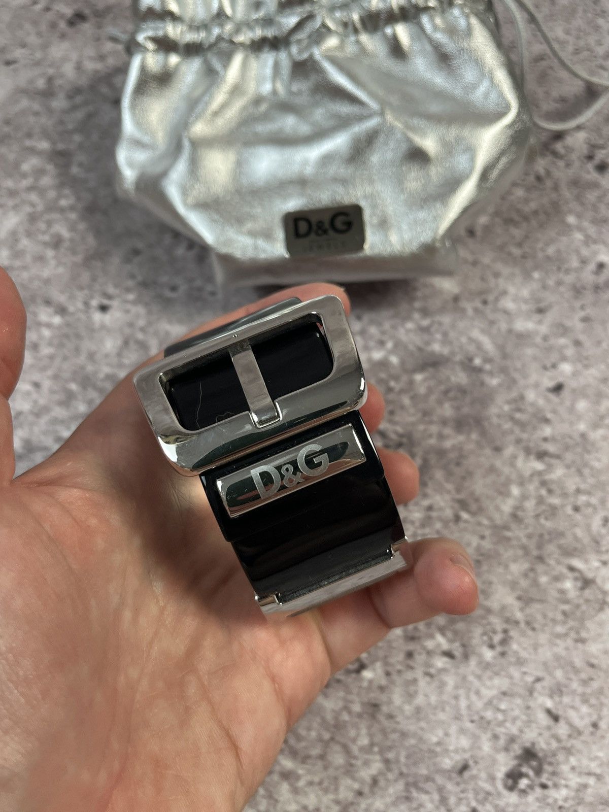 Dolce & Gabbana Vintage🔥DOLCE & GABBANA Black Lucite Chrome Buckle Bracelet Size ONE SIZE - 3 Thumbnail