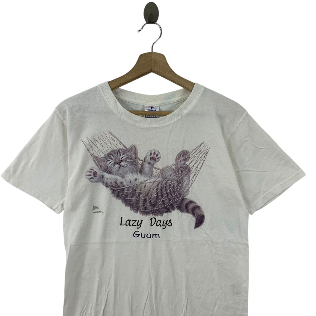 Vintage Vintage 1997 BOB HARRISON ILLUSTRATION Guam Cat Tee Shirt Size S / US 4 / IT 40 - 2 Thumbnail