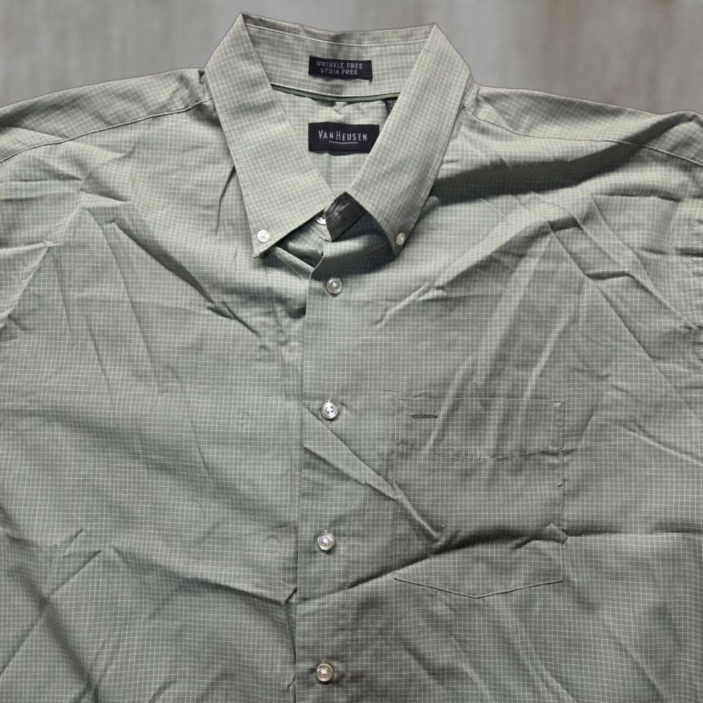 Van Heusen Van Heusen Green Geometric Button-Up Shirt Long Sleeve Adult XL Men's Size US XL / EU 56 / 4 - 1 Thumbnail