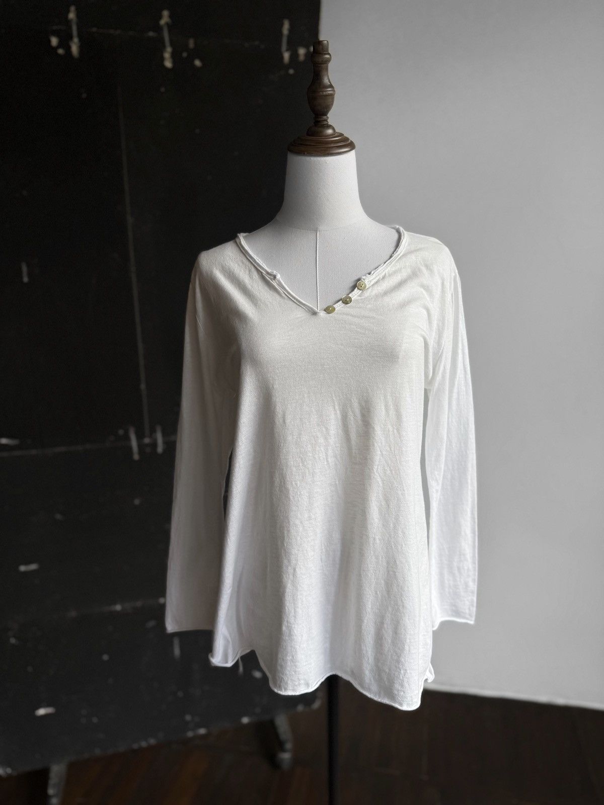 Designer Nina Kendosa Paris Womens White V-Neck Long Sleeve Top Size M / US 6-8 / IT 42-44 - 4 Thumbnail