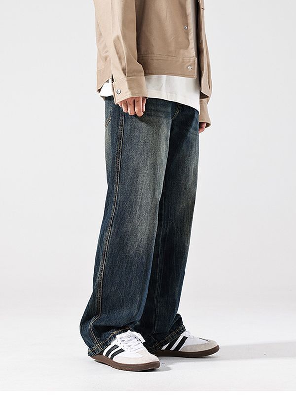 Japanese Brand Men's slim-fit retro dark blue jeans Size US 32 / EU 48 - 3 Thumbnail