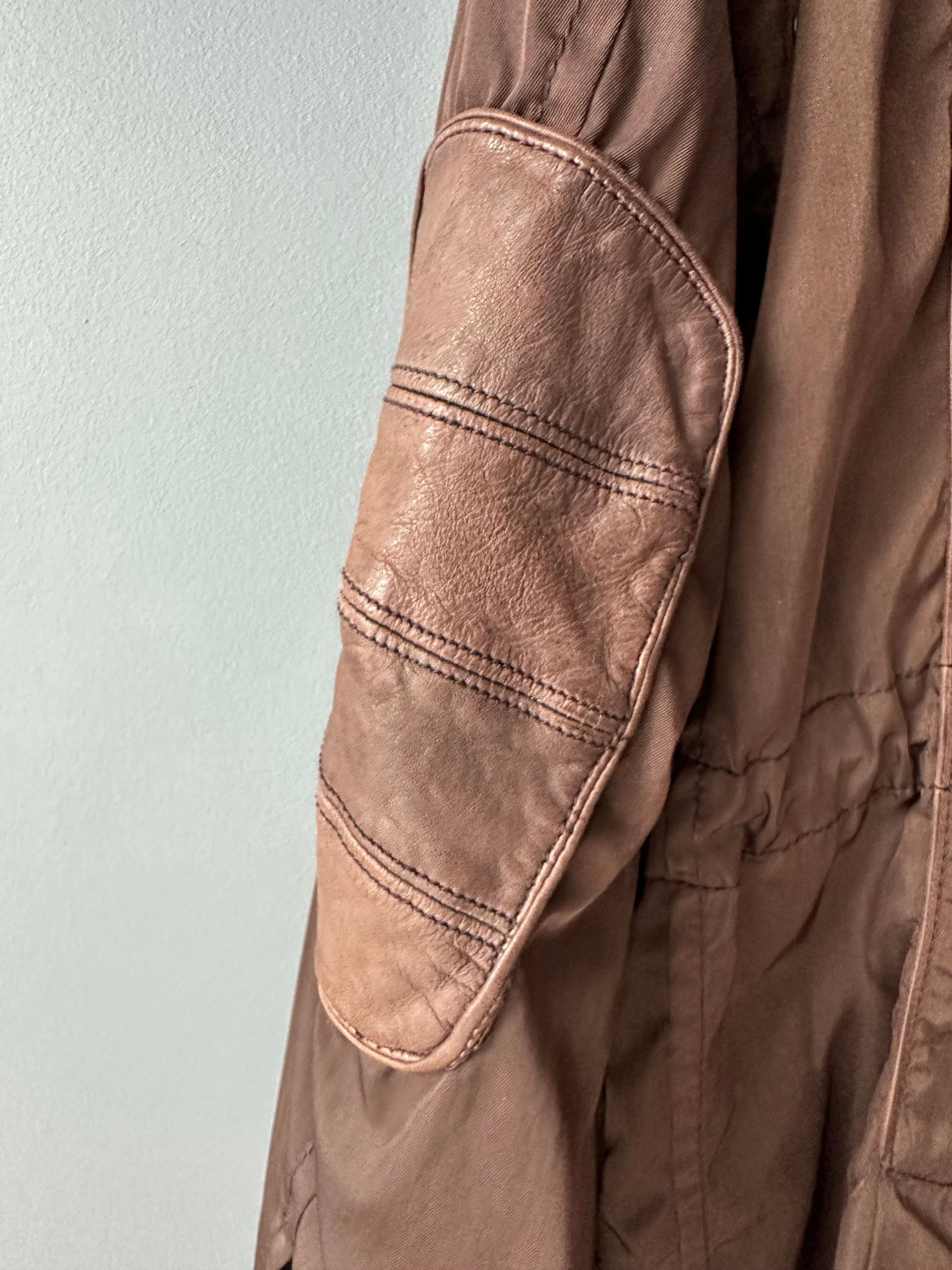 Prada 2006 Vintage Prada Brown Nylon Leather Coat Jacket Size US L / EU 52-54 / 3 - 13 Thumbnail