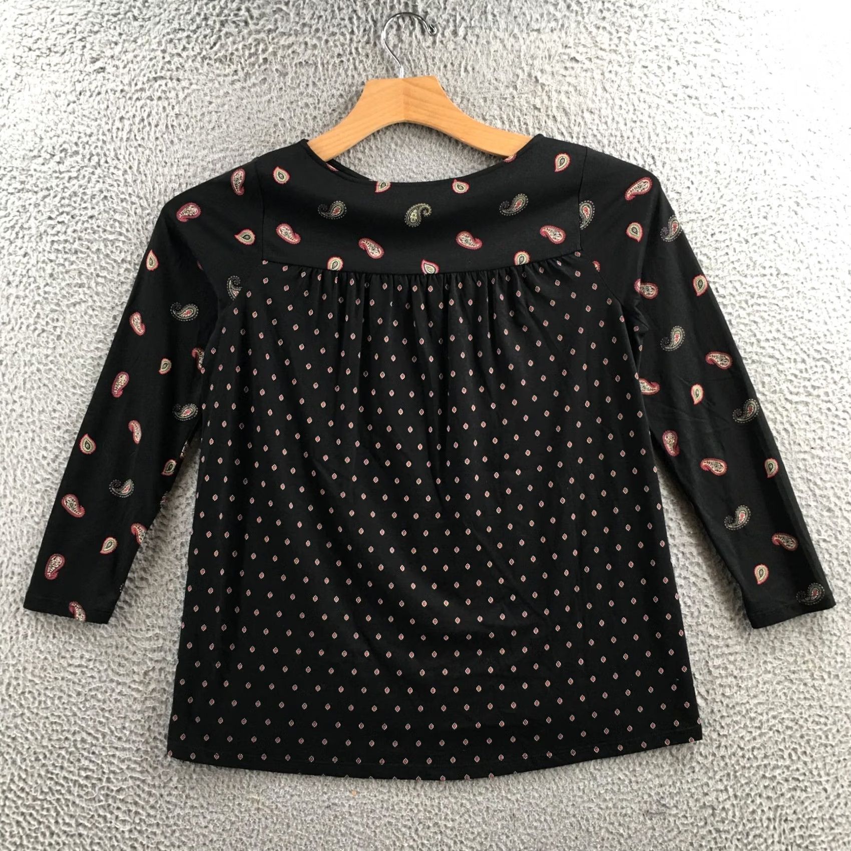 J. Jill JjIll Blouse Womens Small Black Paisley Long Sleeve Pullover Casual Shirt Size S / US 4 / IT 40 - 7 Thumbnail