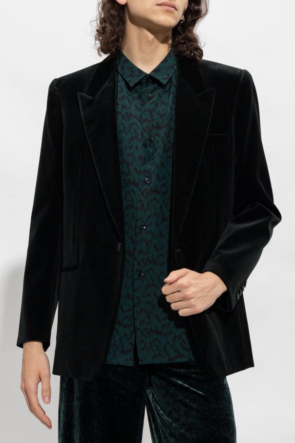 Saint Laurent Paris o1s1wg111224 Single-Breasted Jacket Cotton Velvet in Green Size US S / EU 44-46 / 1 - 3 Thumbnail