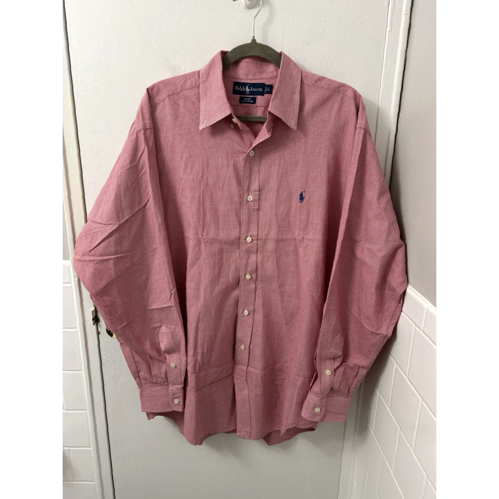 Ralph Lauren VINTAGE Ralph Lauren Blake Shirt Mens L Red Houndstooth Button-Down L/S Regular Collar Pony Embroidered Size US L / EU 52-54 / 3 - 2 Thumbnail