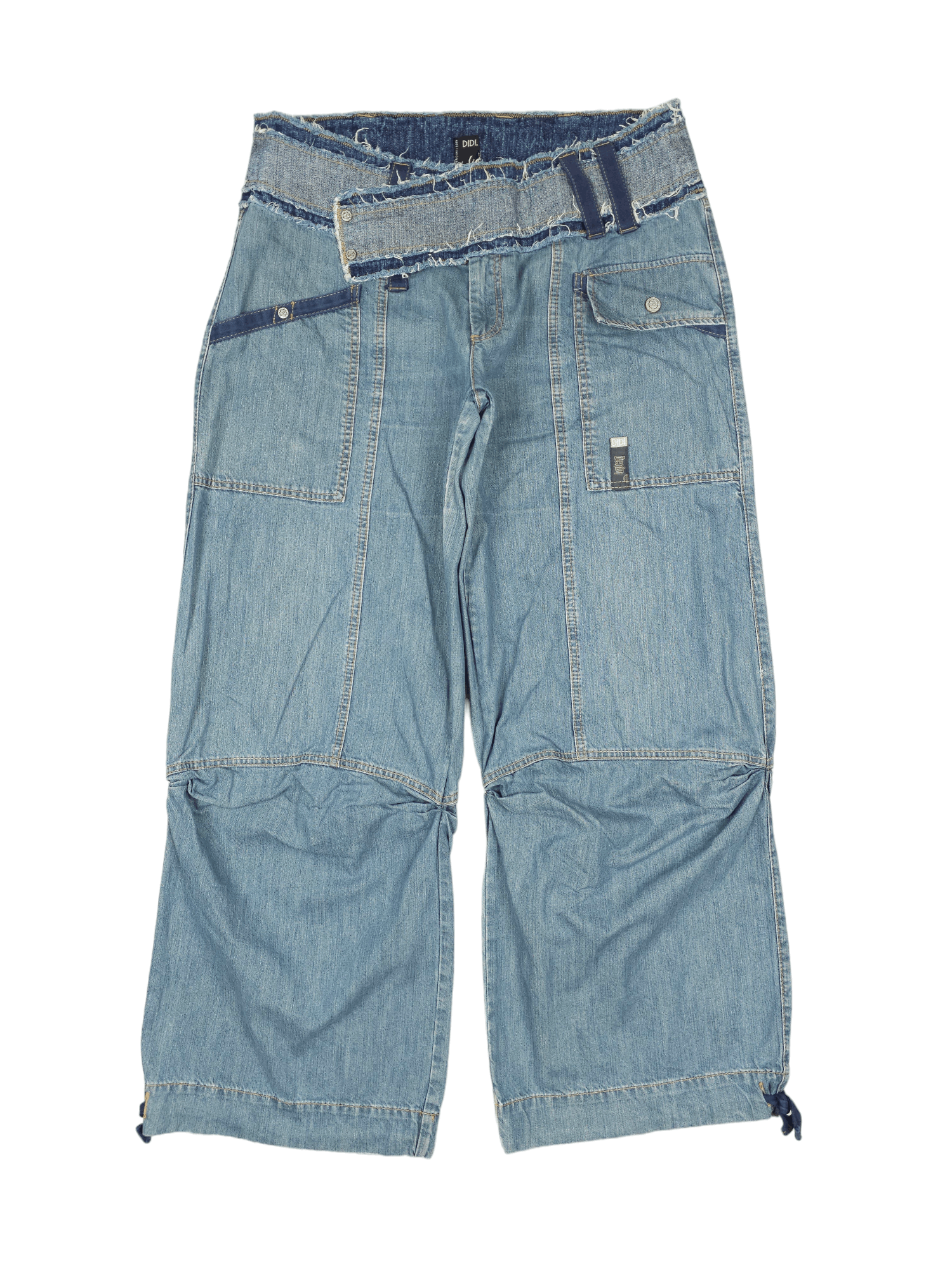 Japanese Brand × Vintage 💎 38/32 Crazy Y2K Baggy Cargo Oversized Denim Jeans Size US 38 / EU 54 - 2 Thumbnail