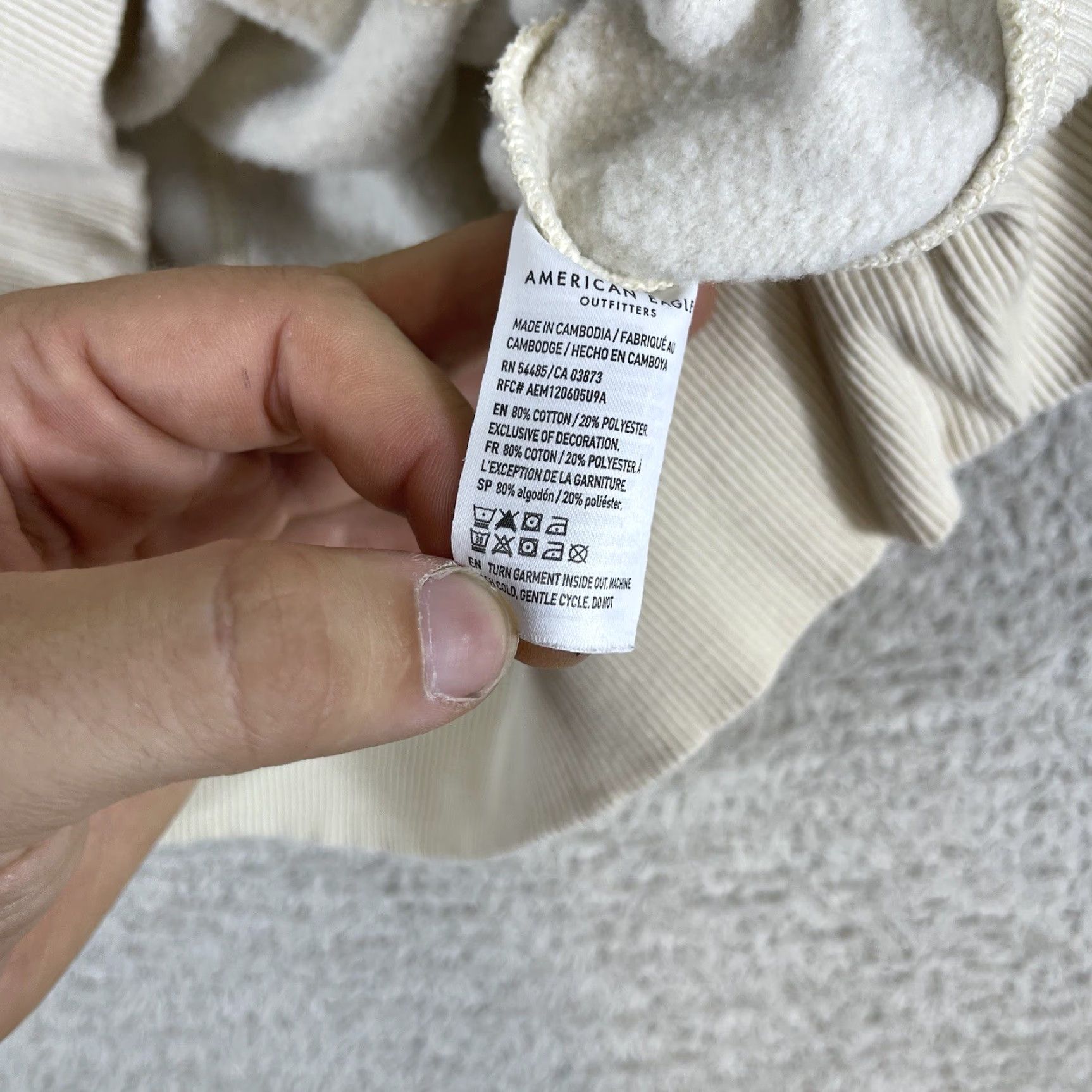 American Eagle Outfitters American Eagle Outfitters Sweatshirt Crewneck Adult Small Ivory Oversized Boxy Y2K Preppy Mens Size US S / EU 44-46 / 1 - 4 Thumbnail