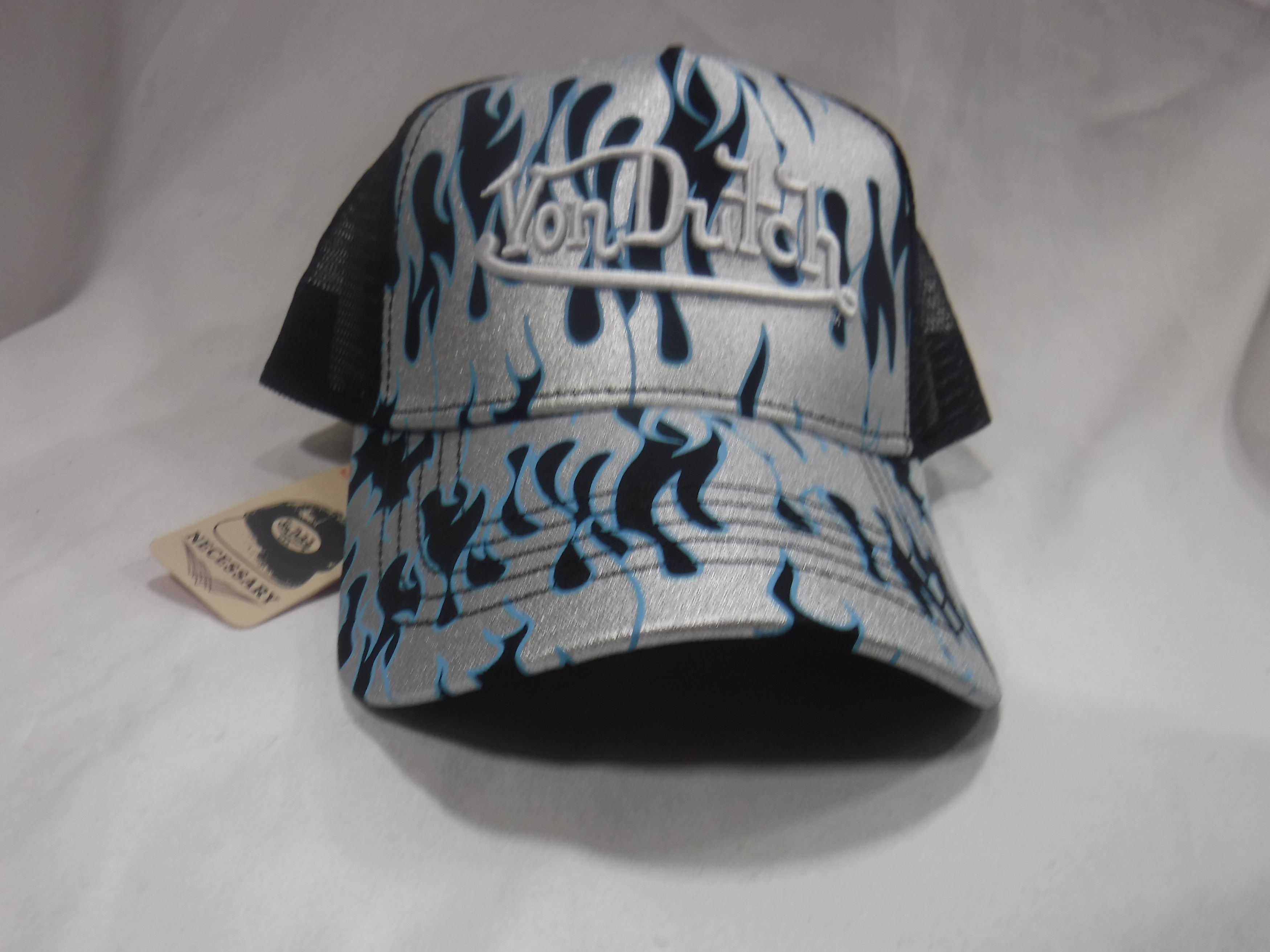Von Dutch Von Dutch Trucker Hat with Silver/Blue Flames Size ONE SIZE - 1 Thumbnail