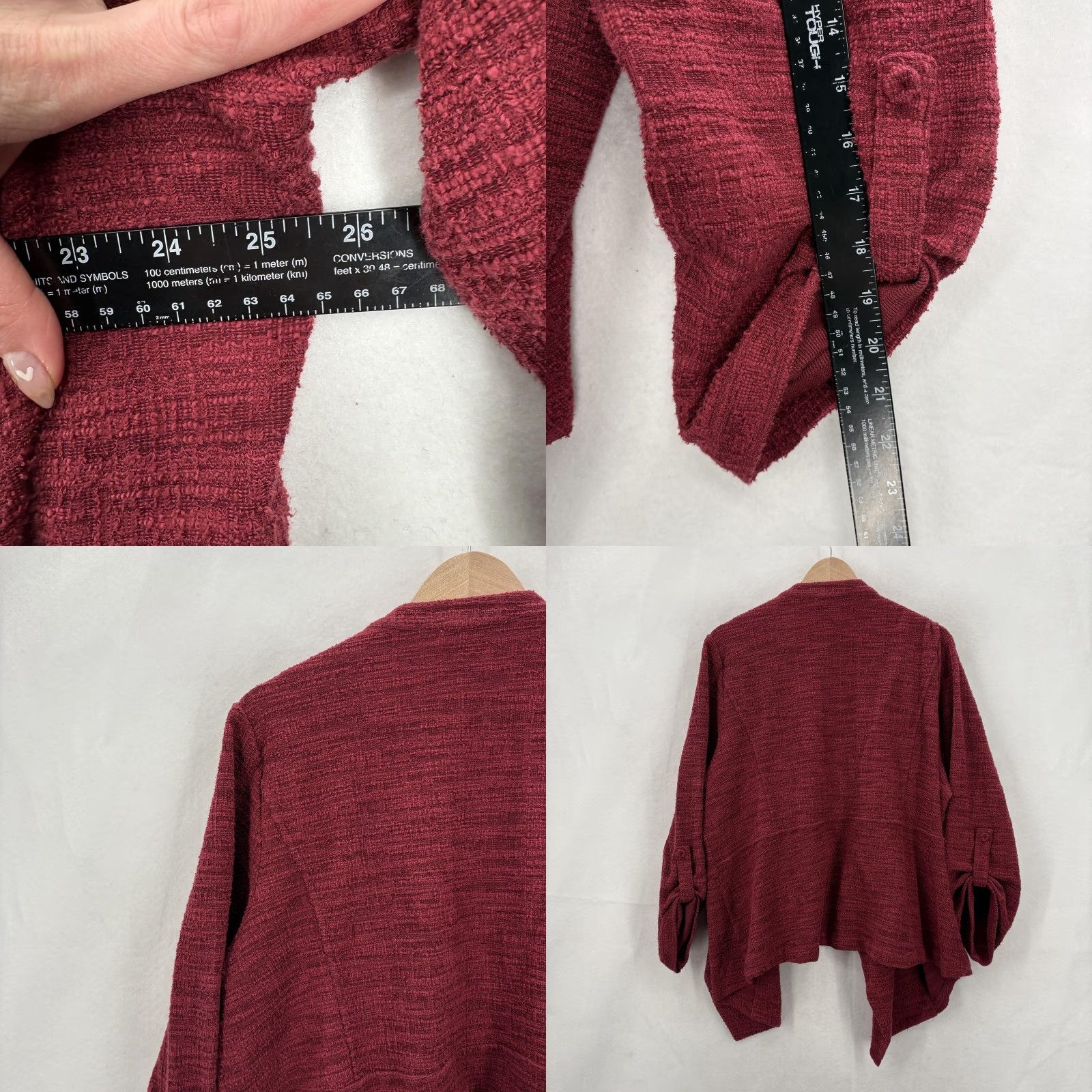 Vintage Skies Are Blue Cardigan Sweater Womens Red 2X Open Front Knit 3/4 Sleeve Plus Size XXL / US 16-18 / IT 52-54 - 8 Thumbnail