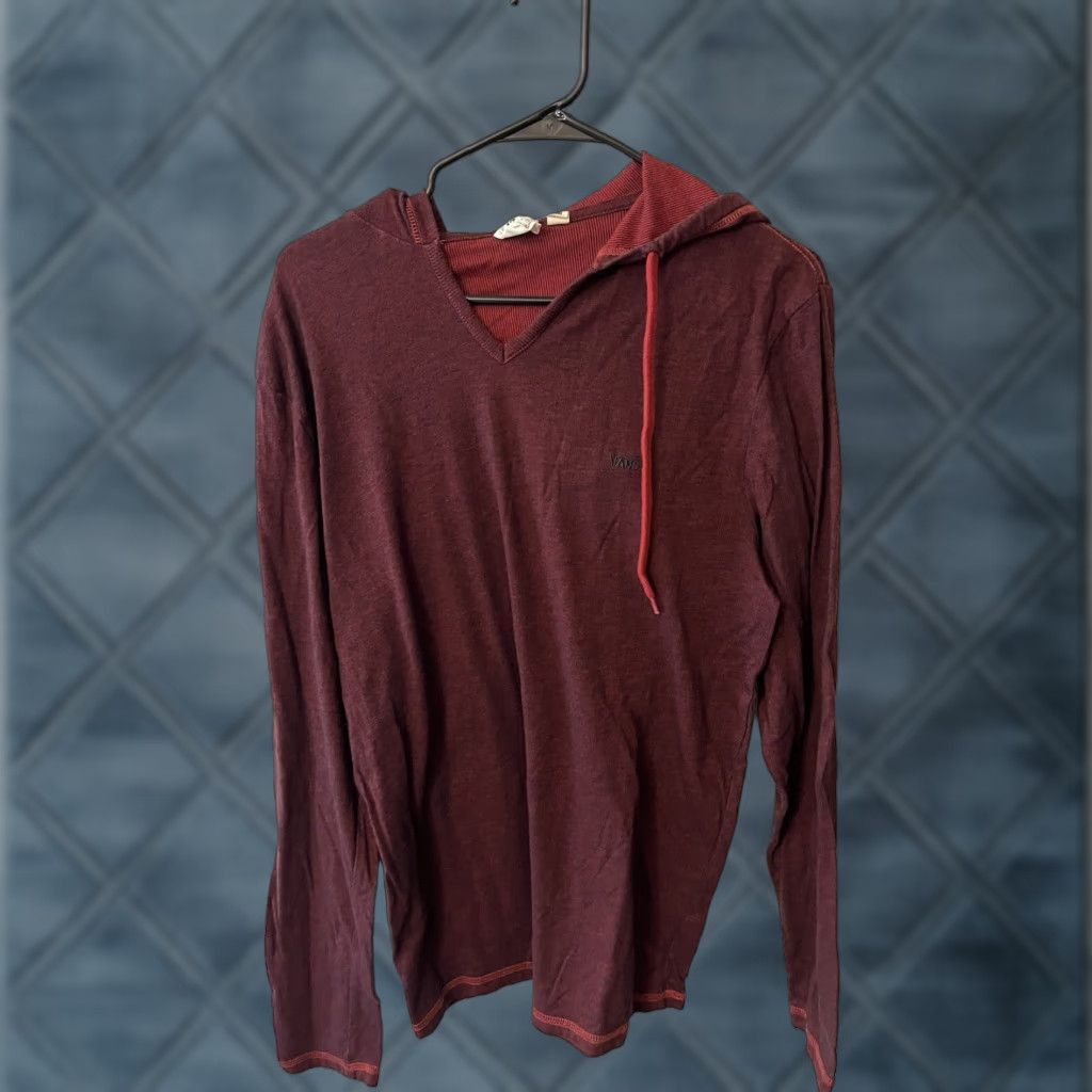 Vans Vans Off the Wall Hoodie Mens XL Burgundy Cotton Pullover Knitt Logo Pockets Skater Casual Vintage No Size US XL / EU 56 / 4 - 1 Thumbnail