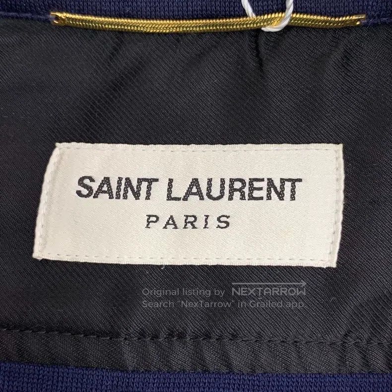 Saint Laurent Paris Saint Laurent Paris Navy Blue Logo Embroidered Wool Lapel Size US M / EU 48-50 / 2 - 5 Thumbnail
