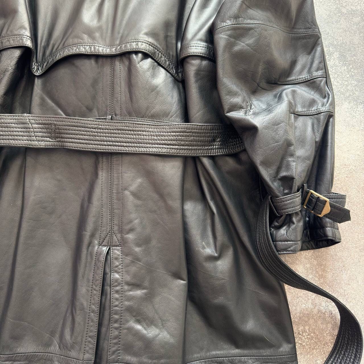 Other 90s Matrix Style Vintage Belted Leather Trench Coat Jacket Size US L / EU 52-54 / 3 - 15 Thumbnail