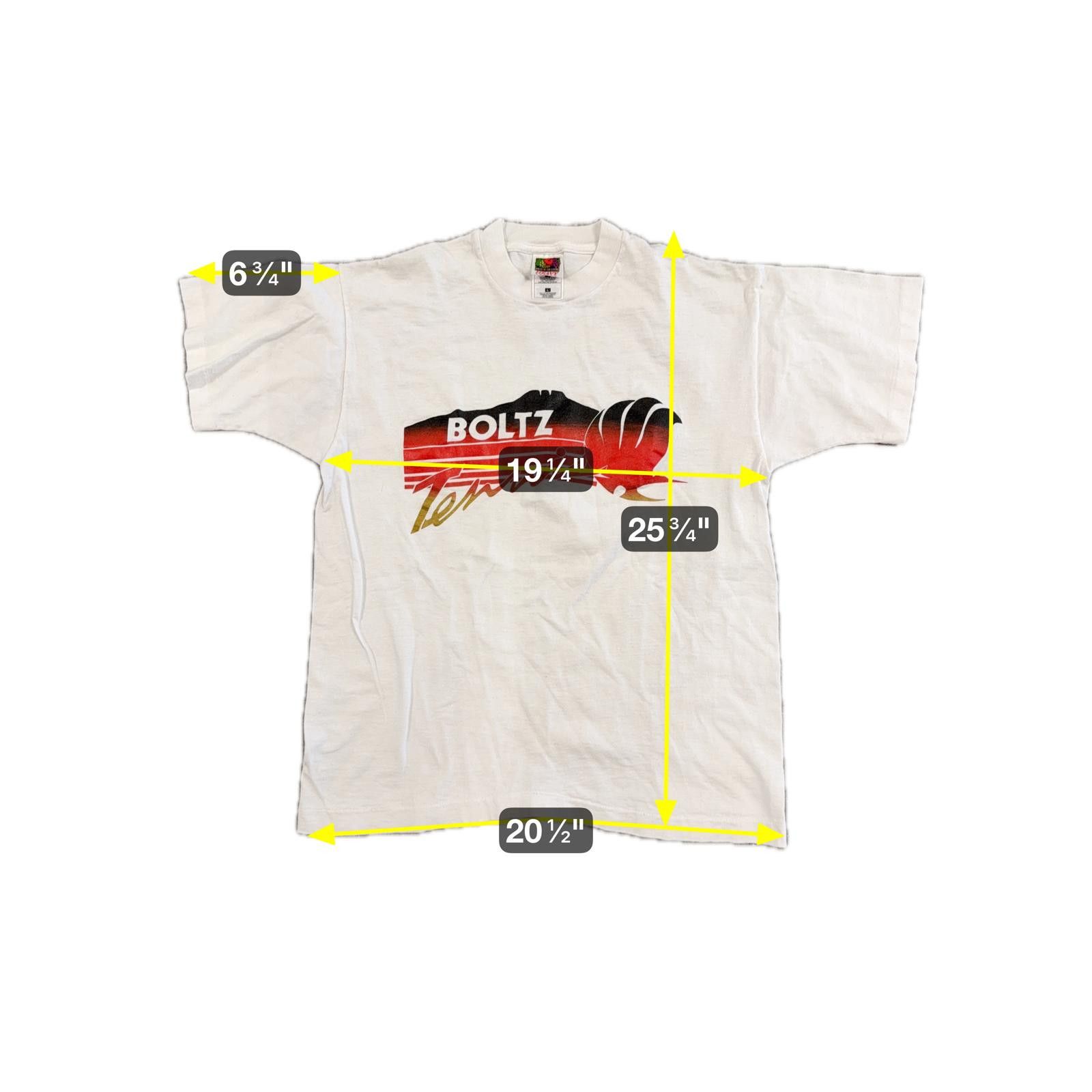 Fruit Of The Loom Single-Stitch BOLTZ Tennis T-Shirt FOTL White Heavy Cotton L Size US L / EU 52-54 / 3 - 9 Thumbnail