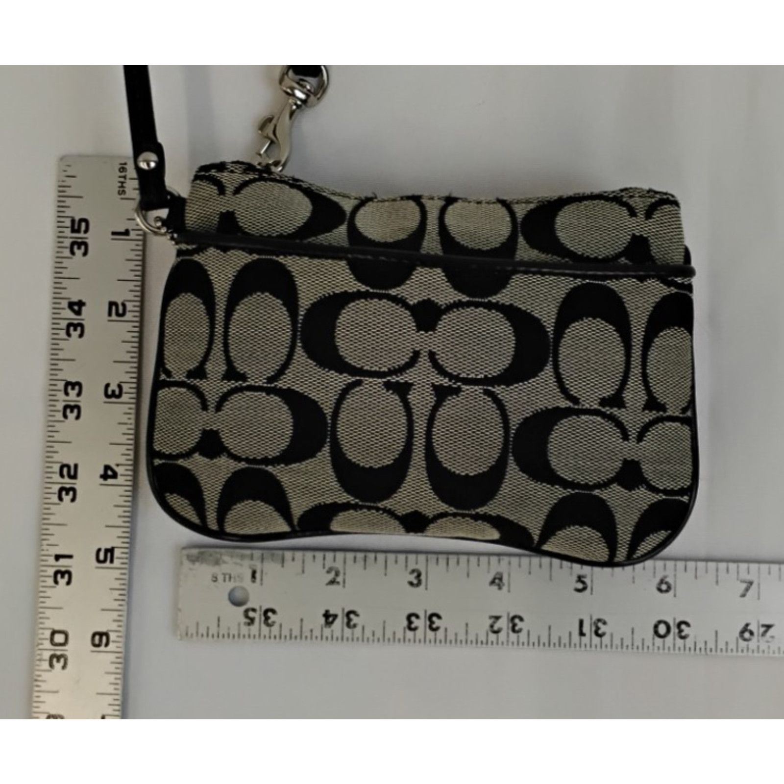Coach Coach Wristlet Clutch Signature C Black Leather Trim Size ONE SIZE - 9 Thumbnail