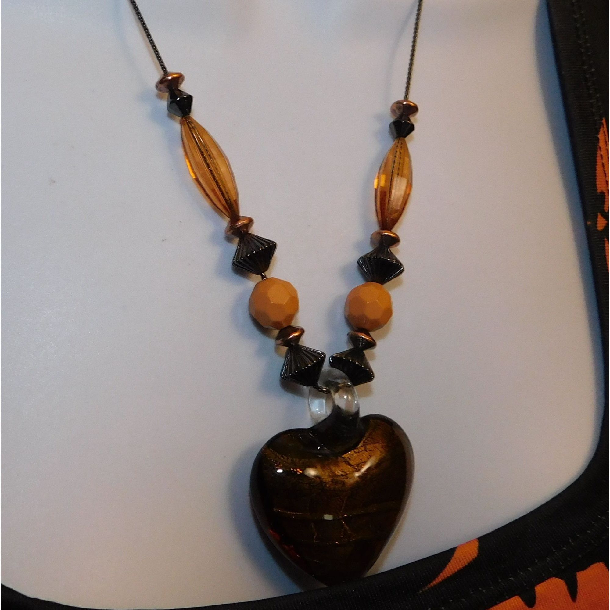 Other Earth Tone Glass Heart Necklace Size ONE SIZE - 4 Thumbnail