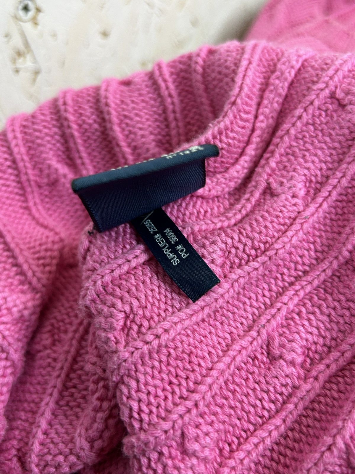 Polo Ralph Lauren Vintage Polo Ralph Lauren Cable Knit Pink Sweater Cotton L Size L / US 10 / IT 46 - 9 Thumbnail