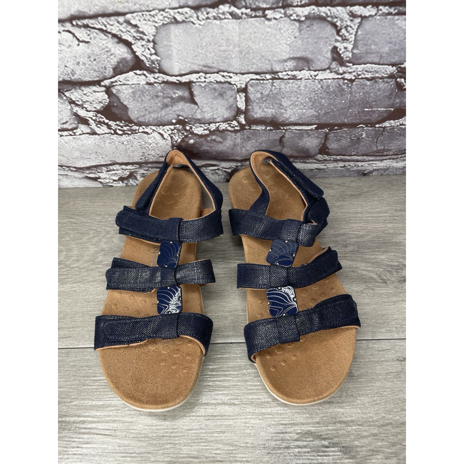 Etonic Vionic Amber Navy Blue Synthetic Adjustable Strappy Sandals Size US 7 / IT 37 - 9 Thumbnail