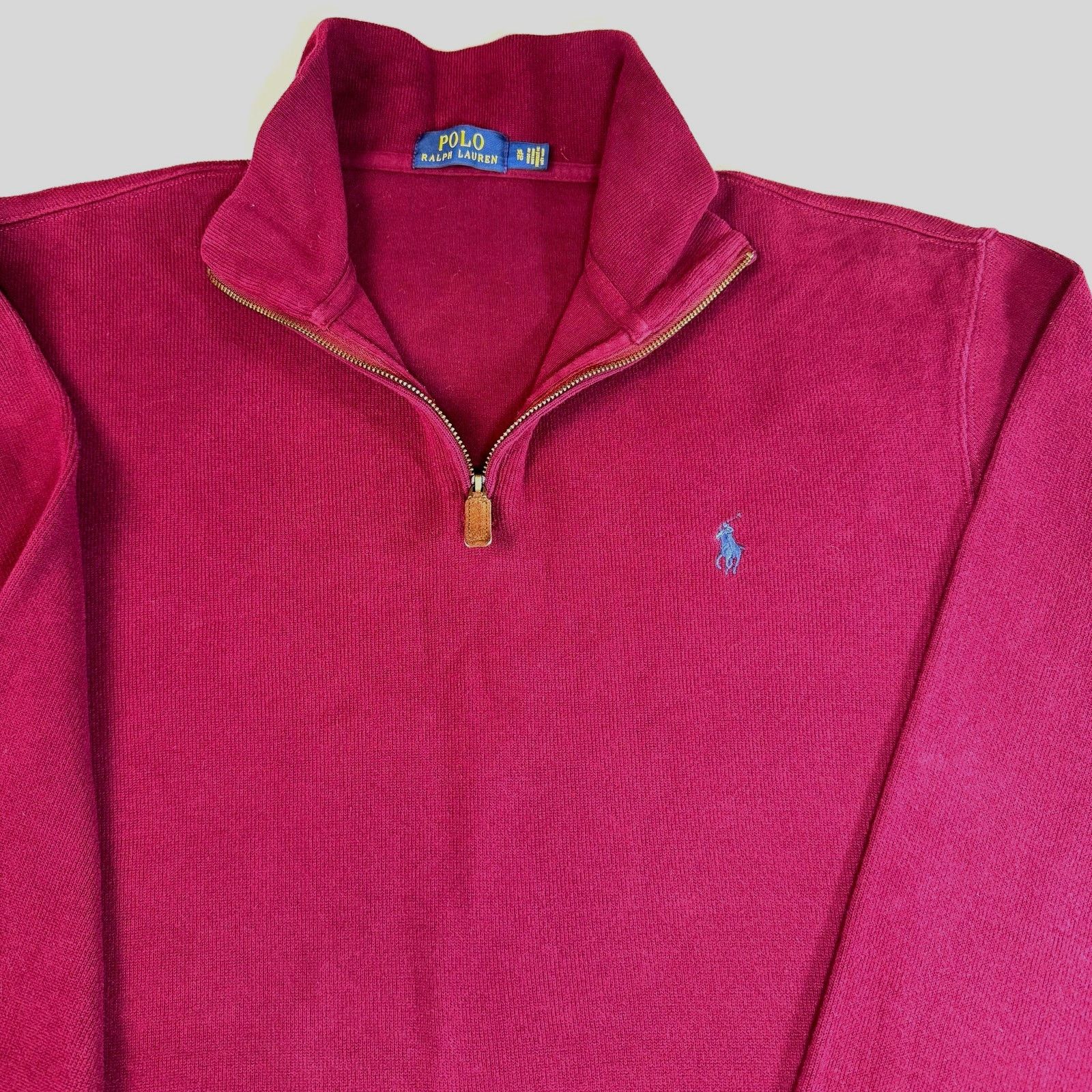 Polo Ralph Lauren Polo Ralph Lauren XL Burgundy Zip Cotton Sweater Pullover Size US XL / EU 56 / 4 - 1 Thumbnail