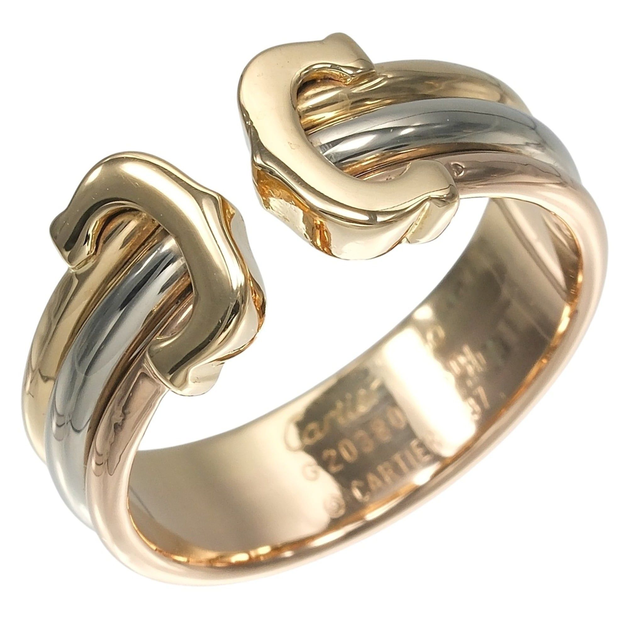 Cartier Cartier 2C Three-Color Ring, Size 9.5, 18K Gold (YG, PG, WG), Approx. 4.83g Size ONE SIZE - 1 Thumbnail