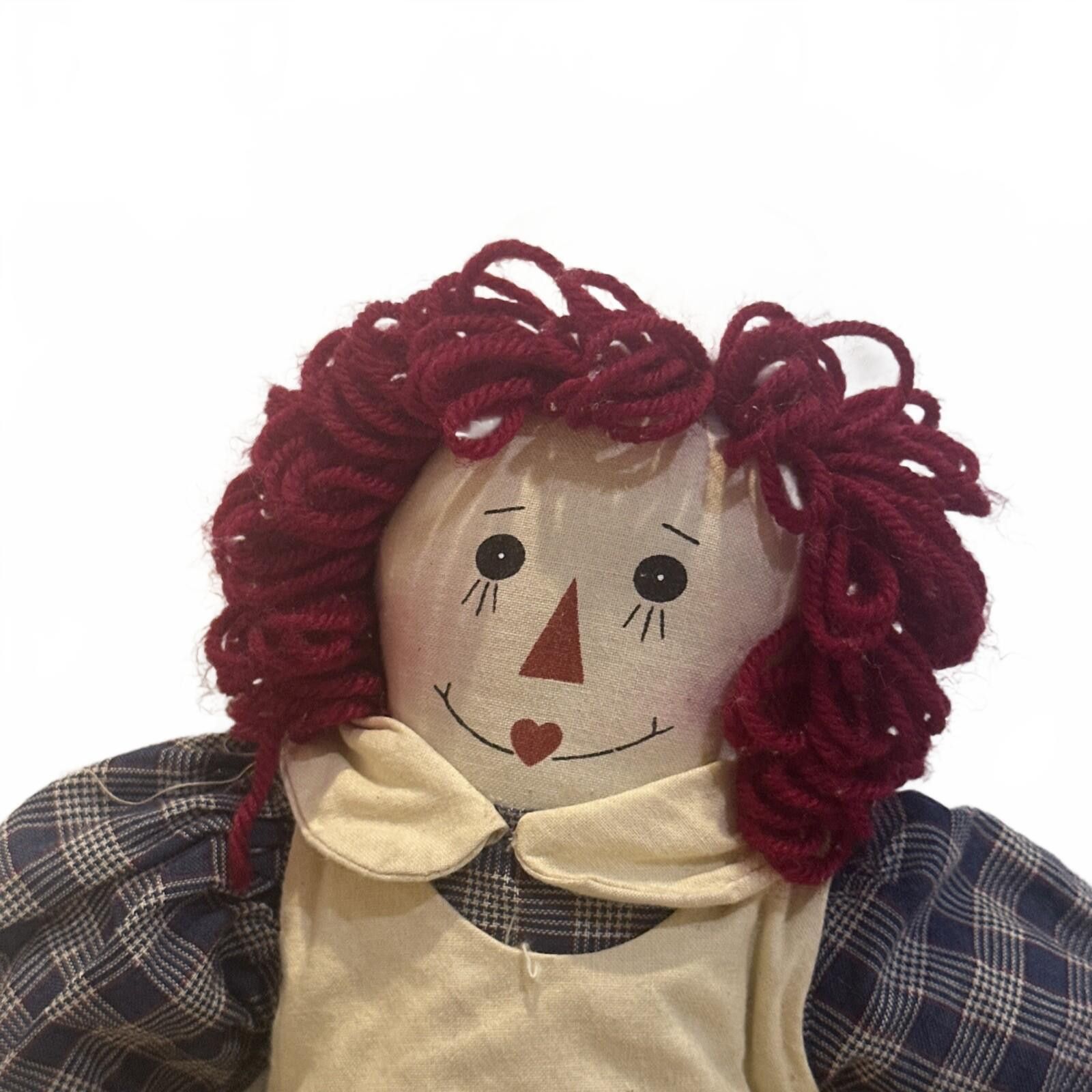Other Handmade Raggedy Ann Vintage 19” Doll Yarn Hair & Tied Shoes Size ONE SIZE - 2 Thumbnail