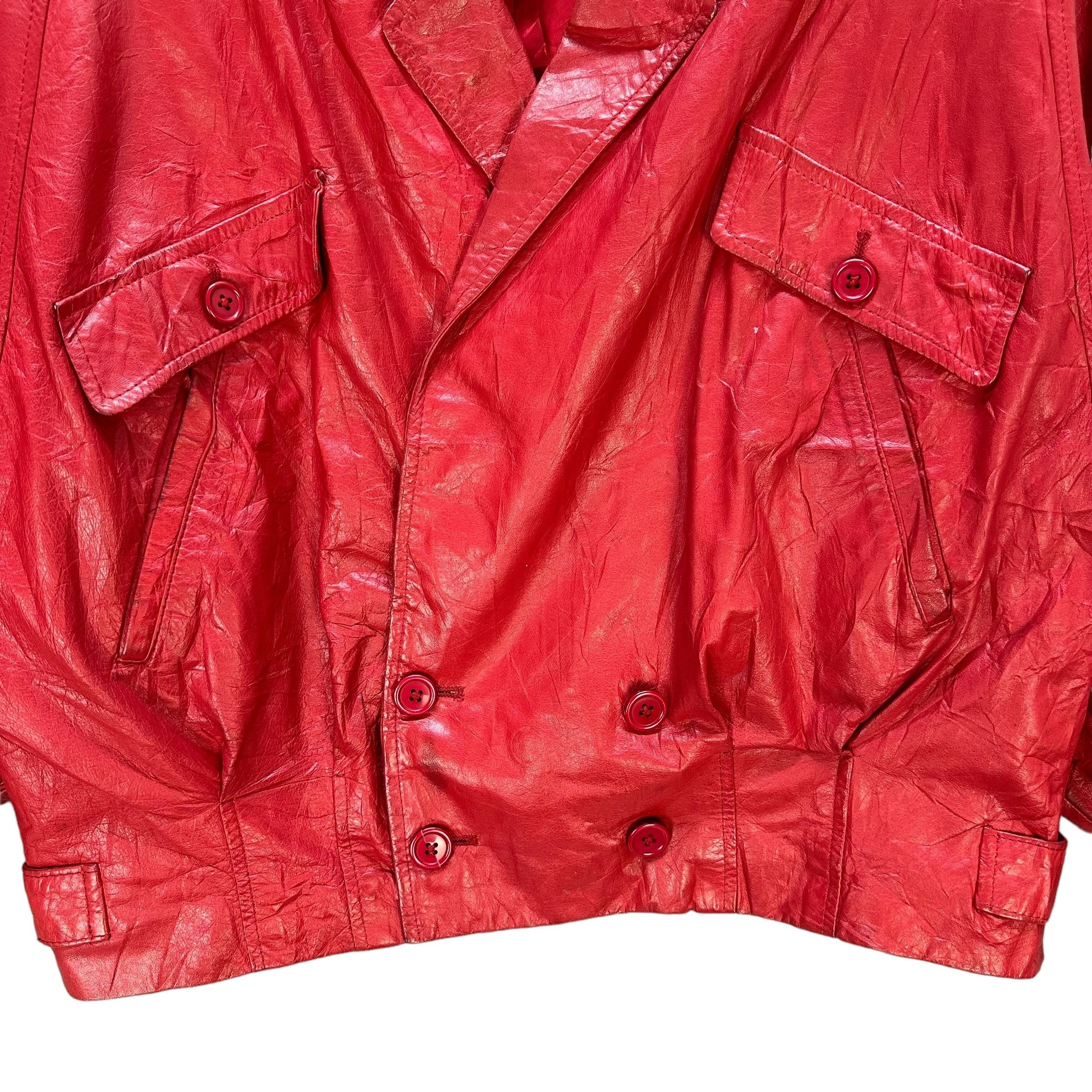 Japanese Brand LEGNA ANGEL LEATHER Red Crop Leather Jacket #A41-0941 Size M / US 6-8 / IT 42-44 - 3 Thumbnail