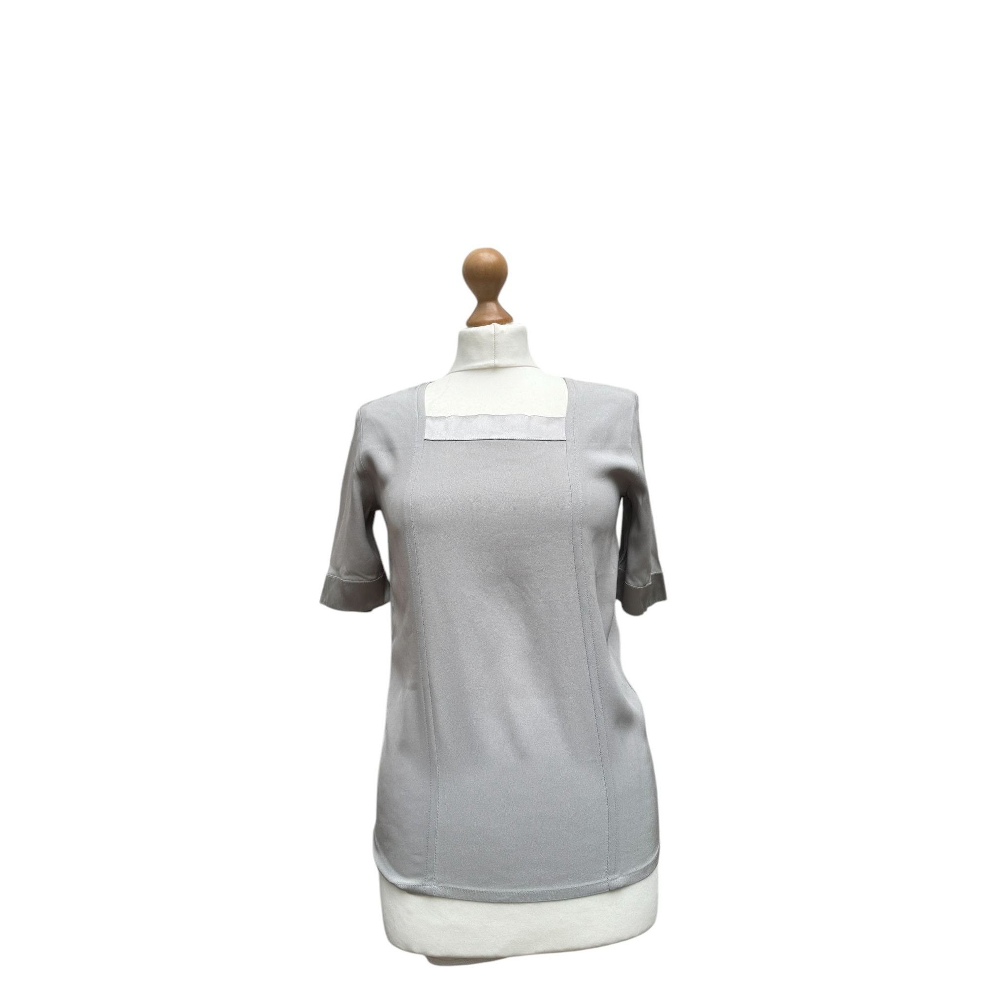 Yves Saint Laurent 1990s Grey Silk T-shirt Top Size S / US 4 / IT 40 - 1 Thumbnail