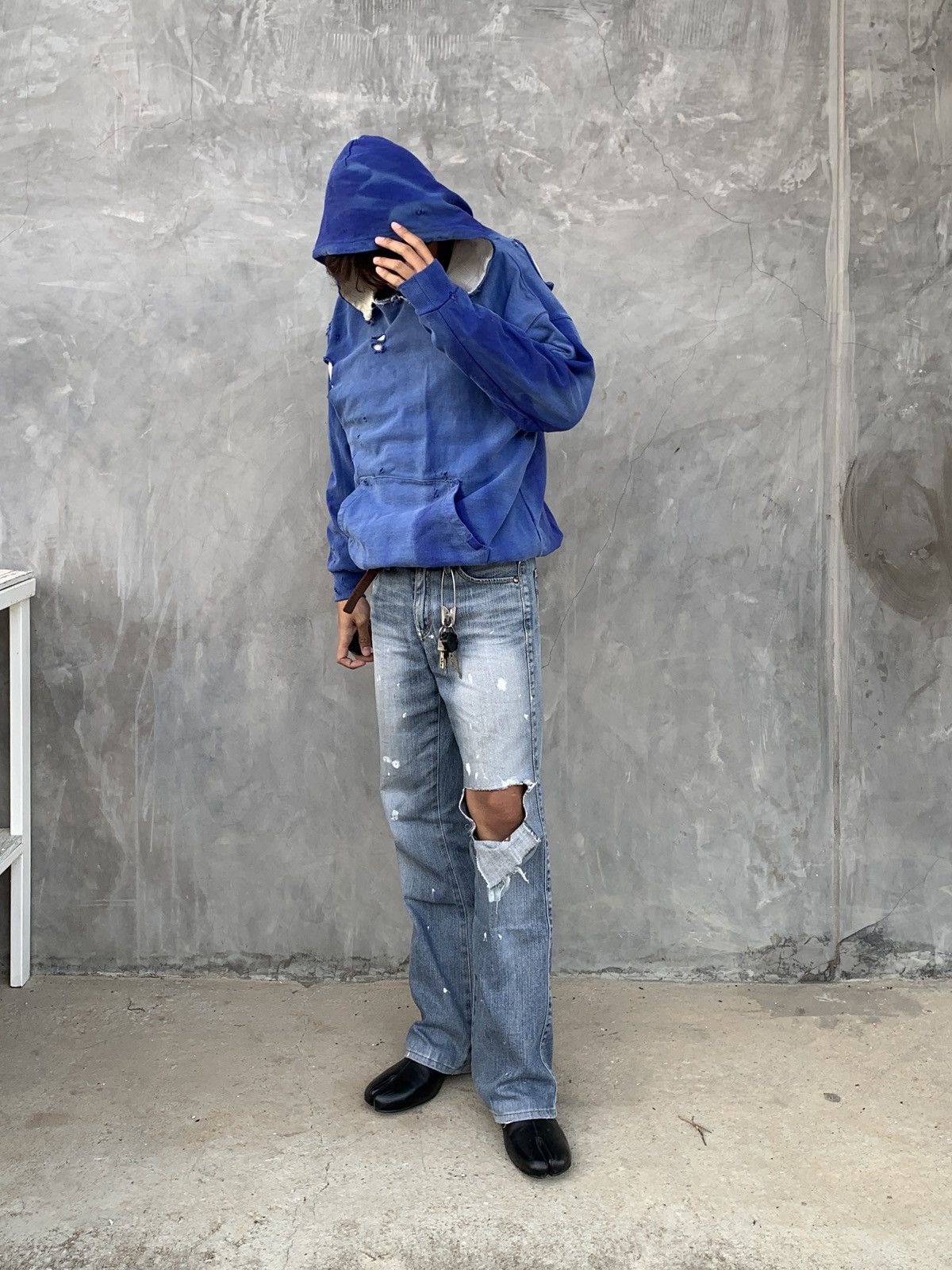 Vintage Thrashed Vintage Thermal Lined Hoodie Distressed ERD Size US M / EU 48-50 / 2 - 13 Thumbnail