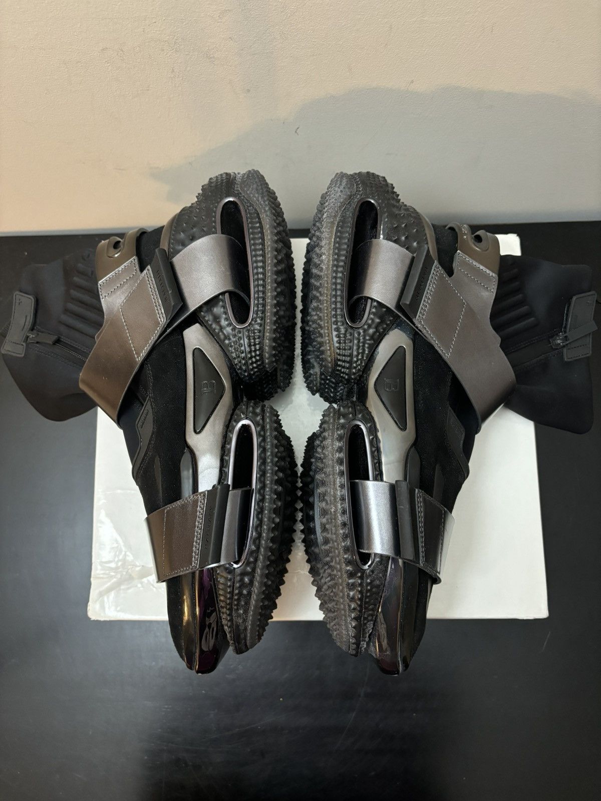 Balmain Balmain B Bold High Top Double Strap Grip Metallic Sneakers Size US 13 / EU 46 - 4 Thumbnail