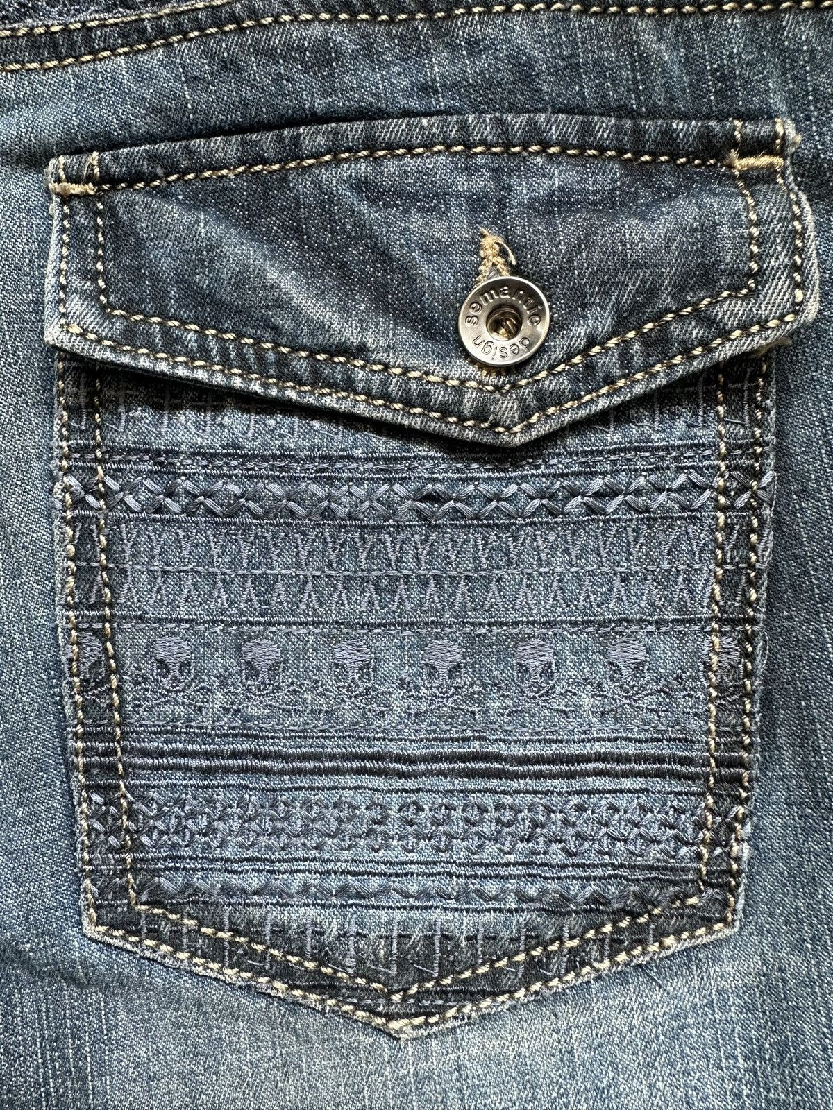 semanticdesign 2013FW Semanticdesign - jrock sashiko skull jeans Size US 32 / EU 48 - 18 Thumbnail
