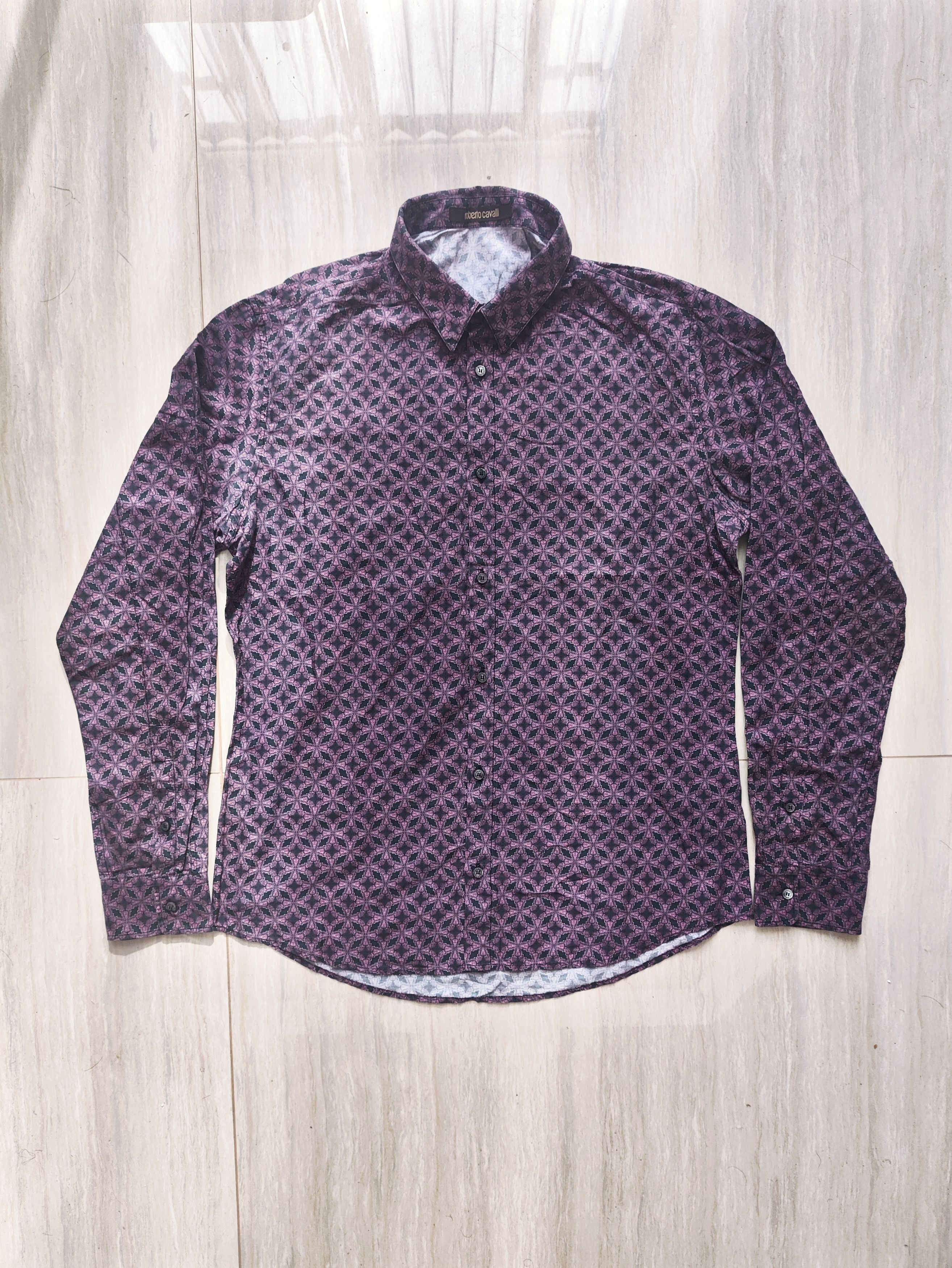 Roberto Cavalli Runway Archive Purple Cross Geometry Shirt Size US XS / EU 42 / 0 - 1 Thumbnail