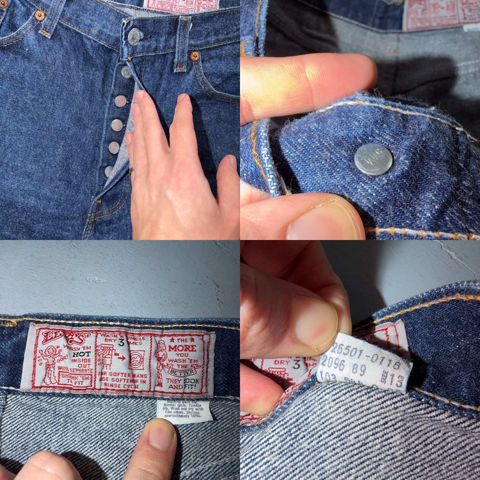 Levi's VINTAGE Levis 501 Jeans Sz 13 Act 28x32 USA 80s Straight Leg High Rise Blue Womens Size 34" / US 12 / IT 48 - 9 Thumbnail
