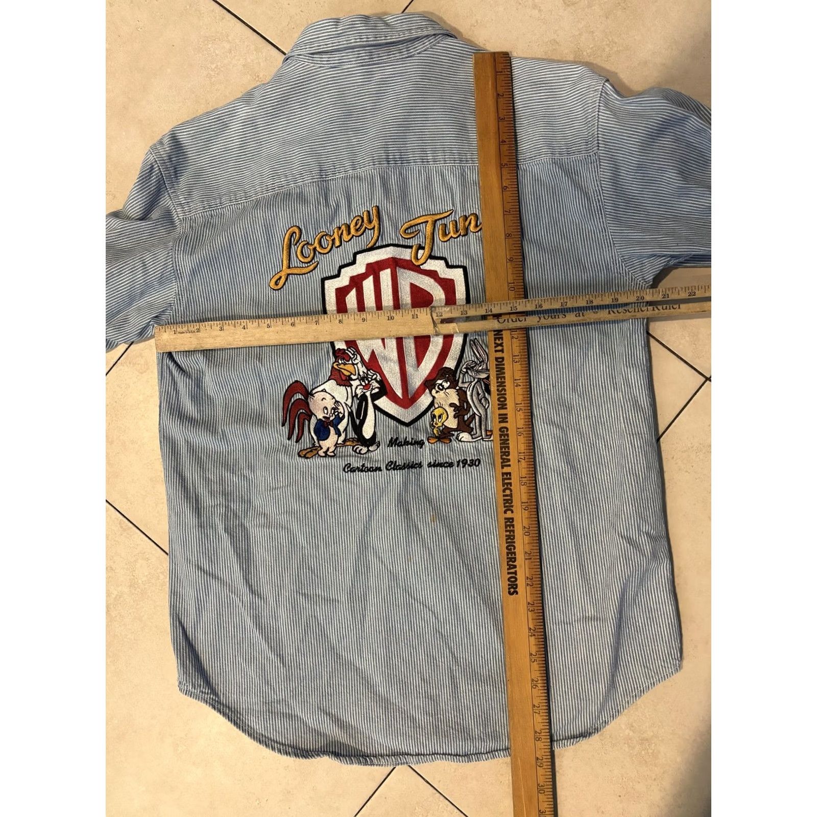 Vintage VINTAGE Warner Bros Looney Tunes Shirt Mens Small Blue Stripe Embroidered 90s Size US S / EU 44-46 / 1 - 7 Thumbnail
