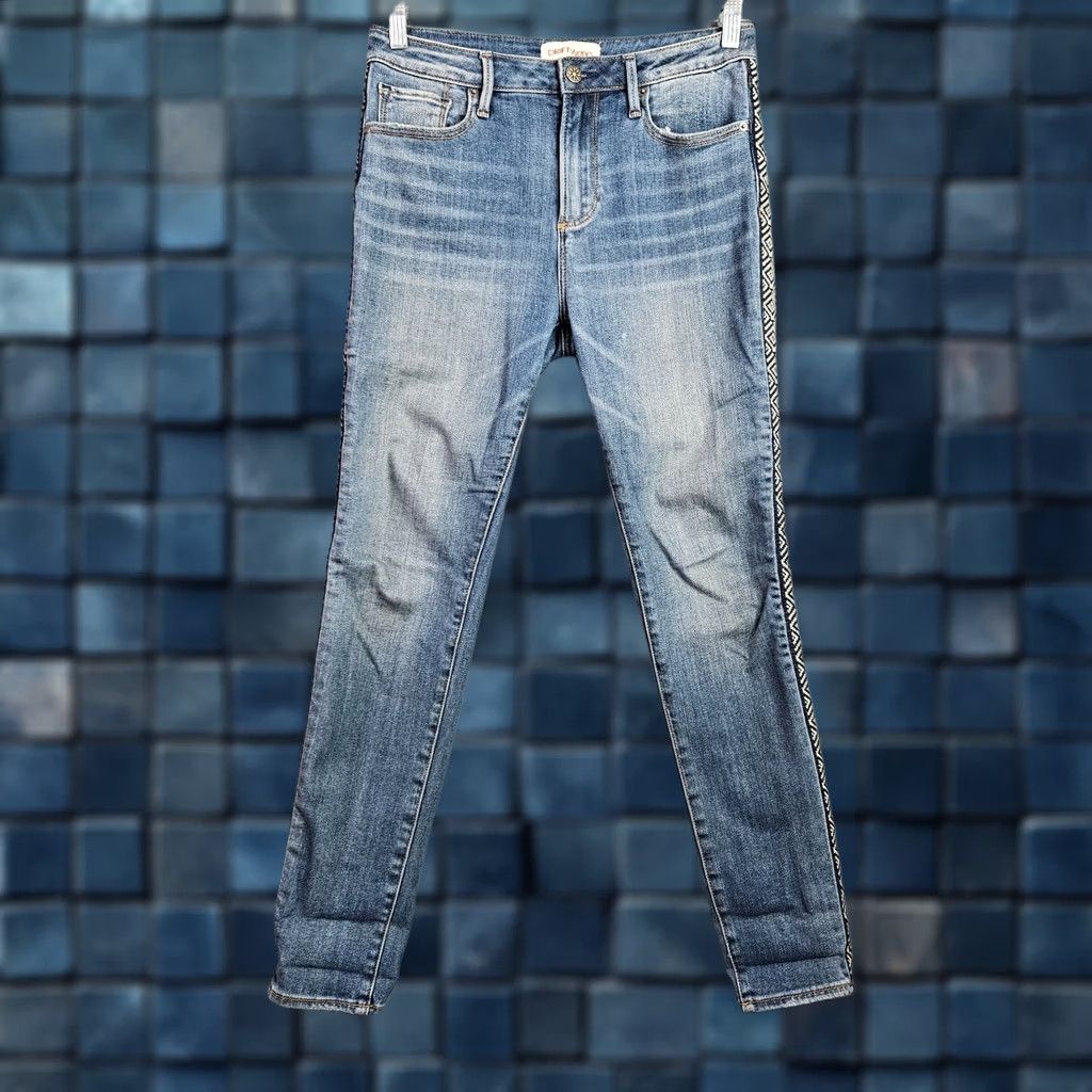 AYR Ayr Driftwood Blue Jeans W27 High Rise Slim Embroidered Side 5-Pocket Denim Cotton/Spandex Women/Metrics Size 27" / US 4 / IT 40 - 1 Thumbnail