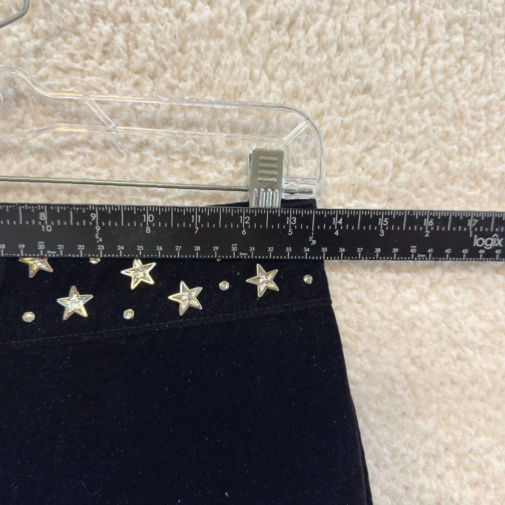 Vintage VINTAGE 90s Y2K Serious Flare Pants Black 2 4 25 Sparkle Glitter Star Rave Club Festival Girls Womens Mens Size 26" / US 2 / IT 38 - 7 Thumbnail