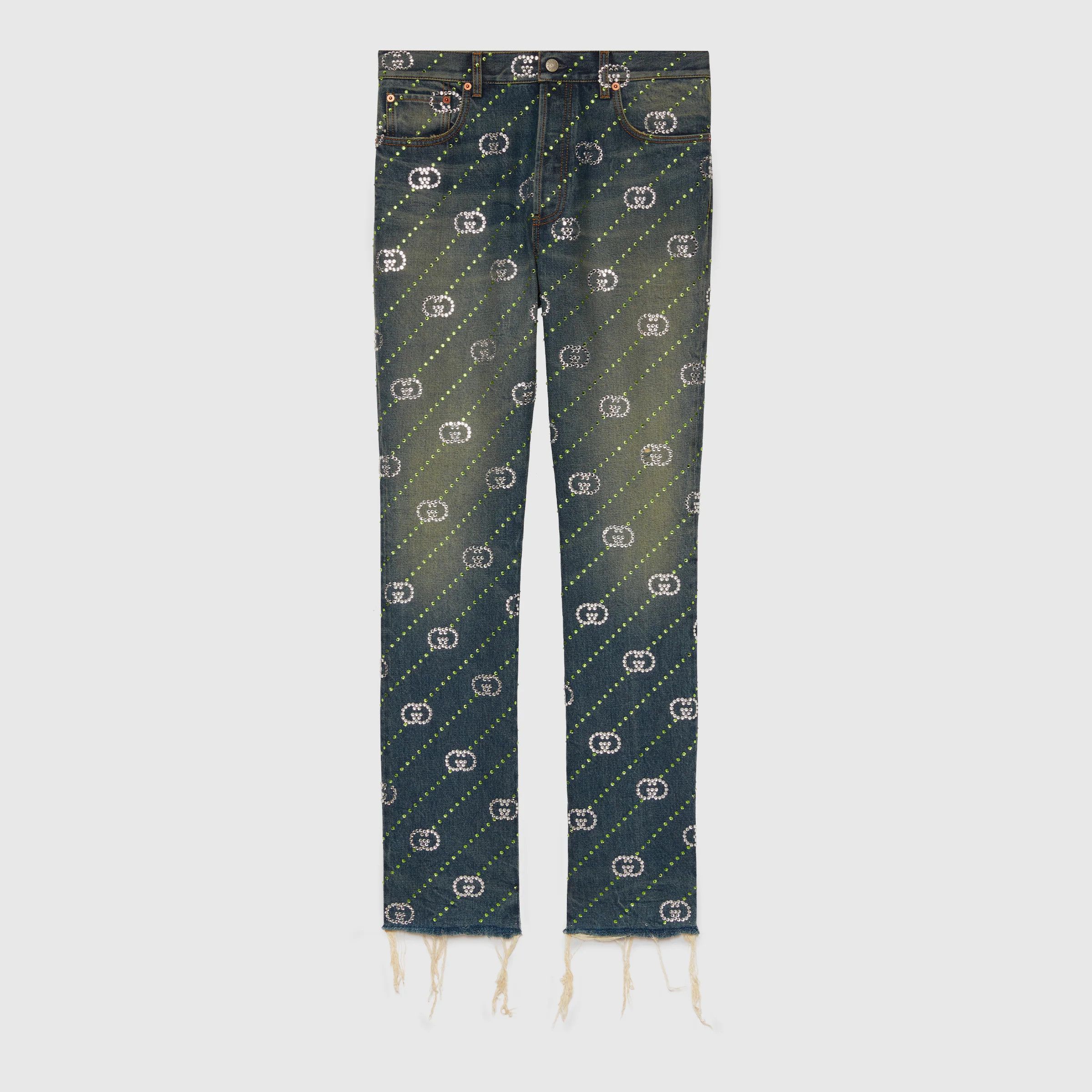 Gucci Crystal Interlocking G Denim Trouser / Jeans Size US 32 / EU 48 - 1 Thumbnail