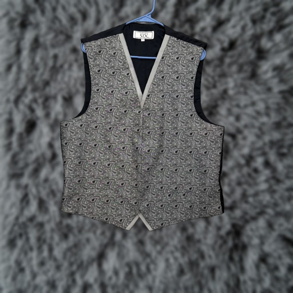 Vintage VINTAGE After Six Vest Mens Medium Gray Paisley Button Up Dress Waistcoat Formal Tuxedo Size US M / EU 48-50 / 2 - 1 Thumbnail