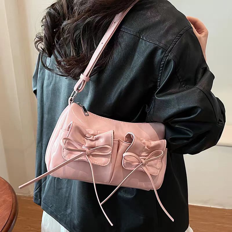 Vintage Crossbody Single Shoulder Underarm Bag in Pink, Women's
