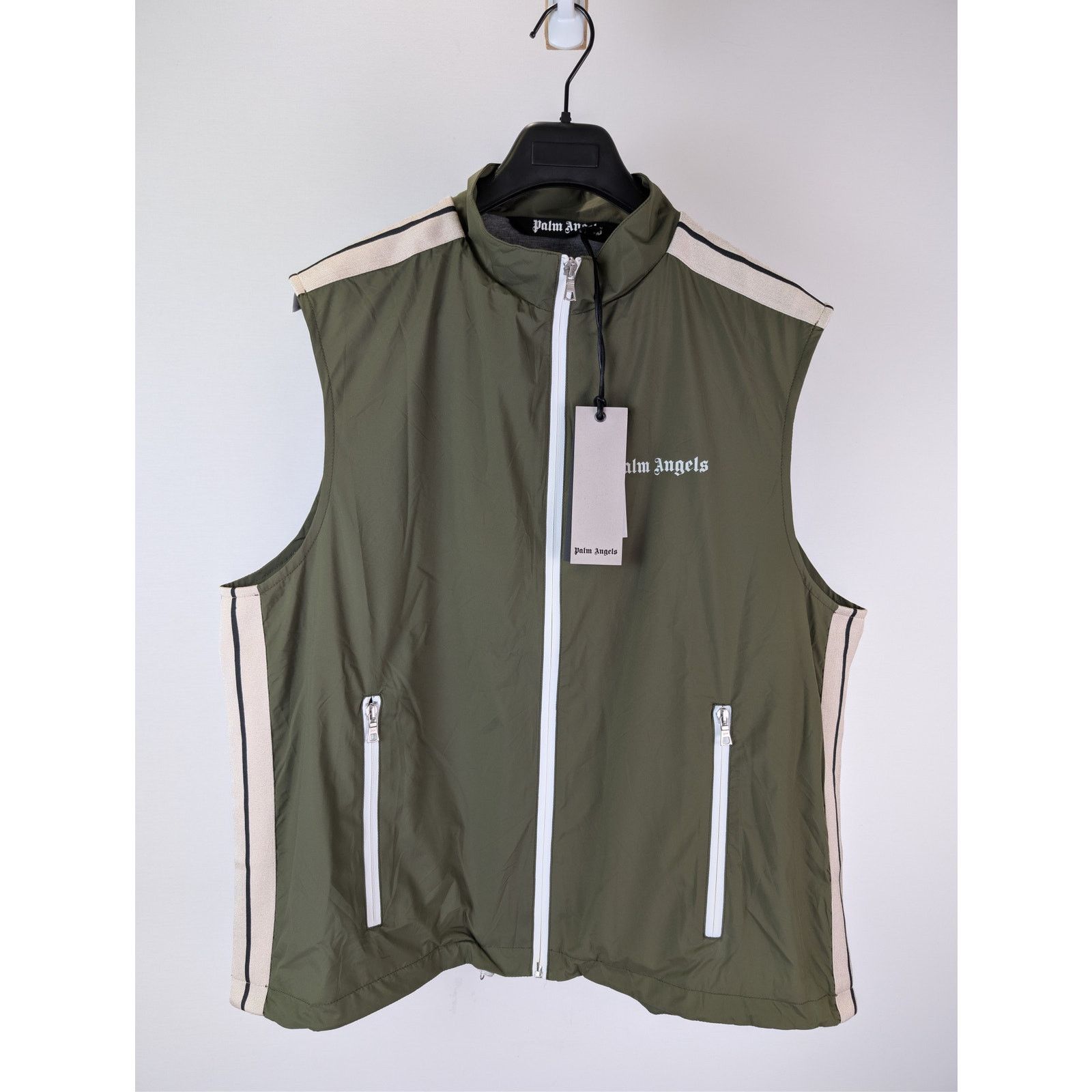 Palm Angels o1rshd1 Classic Logo Vest in Military Green / Off White Size US L / EU 52-54 / 3 - 2 Thumbnail