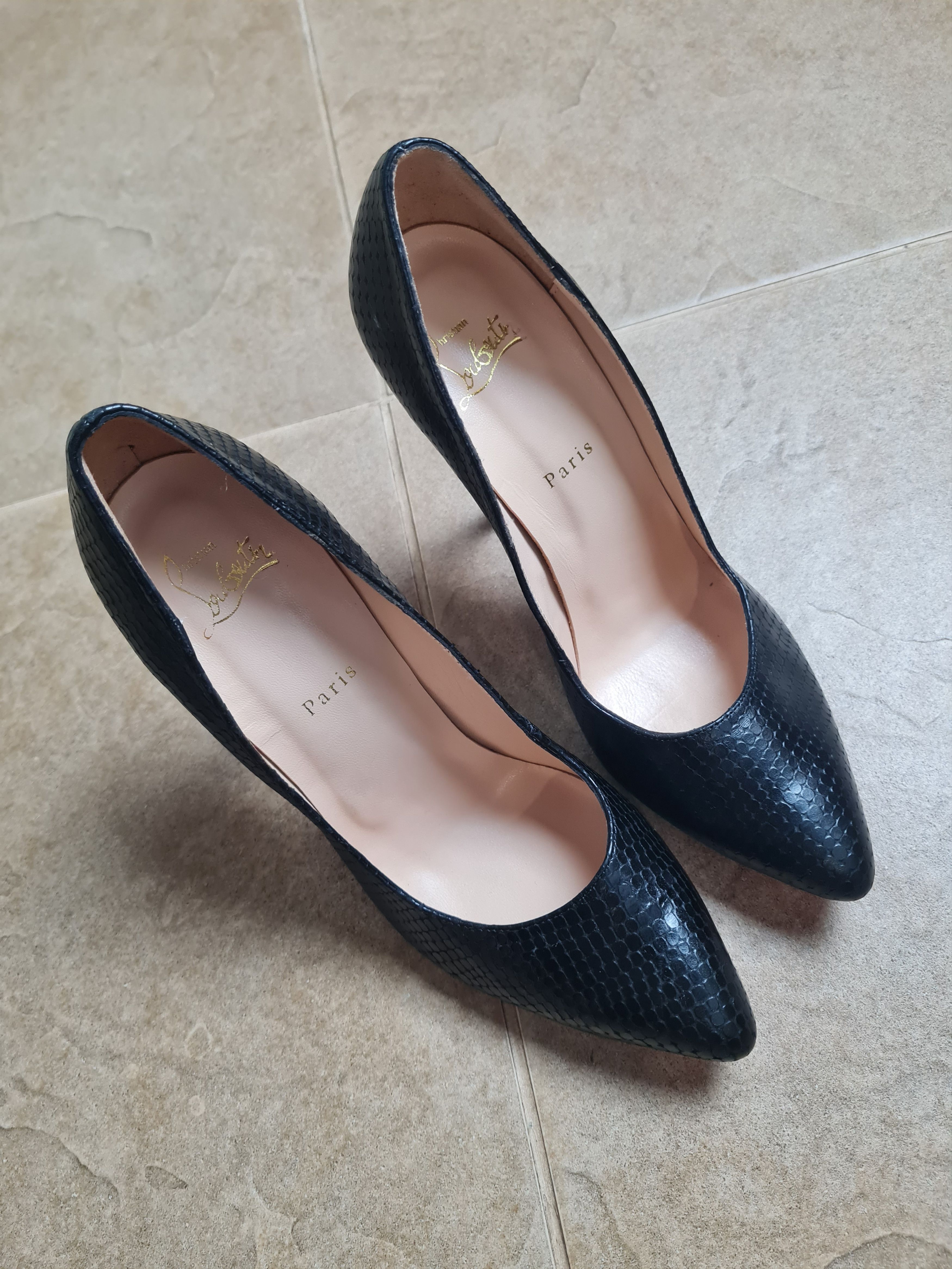 Christian Louboutin Christian Louboutin Yousra Python Black Leather Gently Worn Size US 10 / IT 40 - 3 Thumbnail