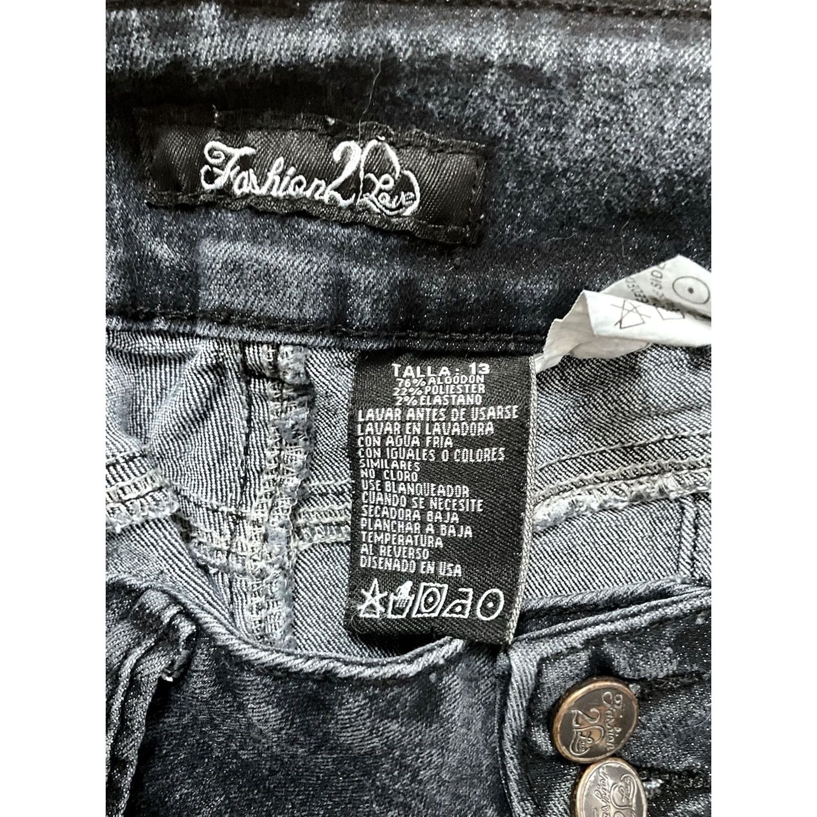 Denime Fashion2Love Jeans Size 13 Black Denim Skinny Classic Women Size 34" / US 12 / IT 48 - 6 Thumbnail