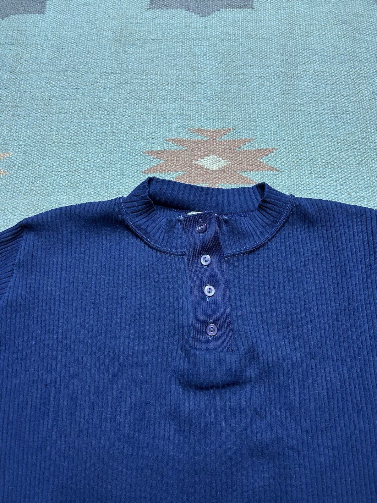 Vintage Vintage 1970s henley t shirt ribbed navy blue women’s S/M Size US M / EU 48-50 / 2 - 3 Thumbnail