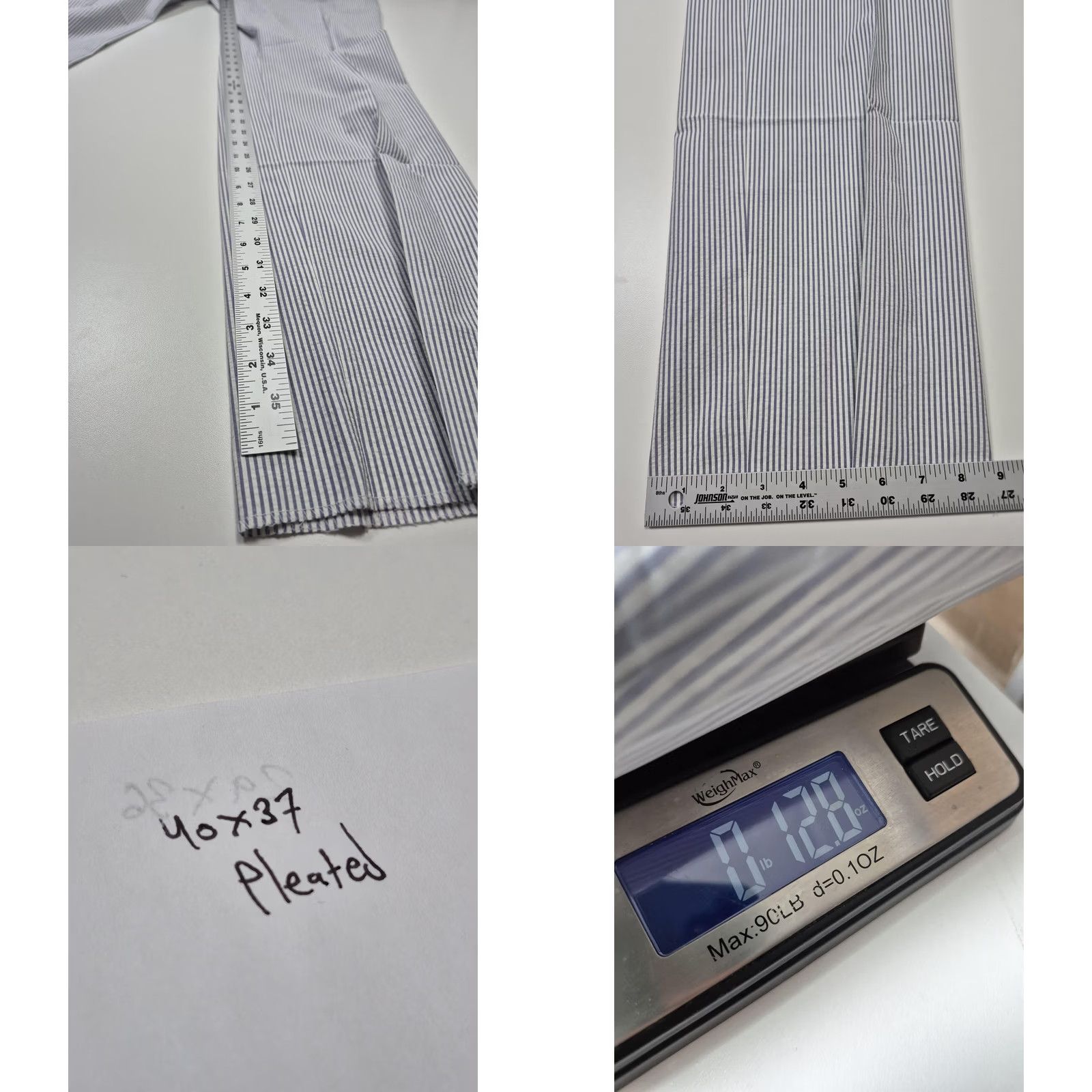 Vintage Haspel Dress Pants Mens 40x37 Blue Cotton Pleated Stripe New Orleans Suit / Business, Wedding, Spring, Summer Mens 40W 37in Inseam Size 40R - 8 Thumbnail