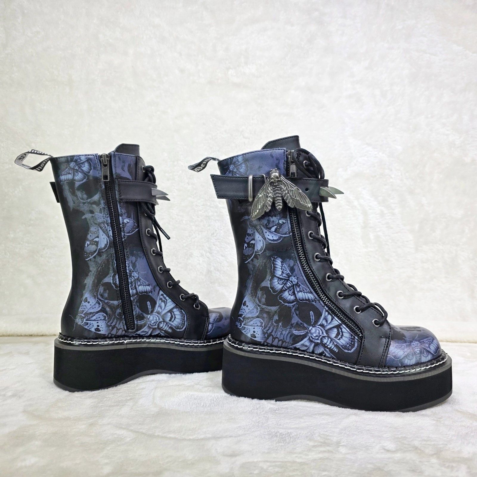 Demonia Cult DEMONIA Emily Death Moth Skull Graphic Print Platform Goth P Size US 7 / IT 37 - 2 Thumbnail