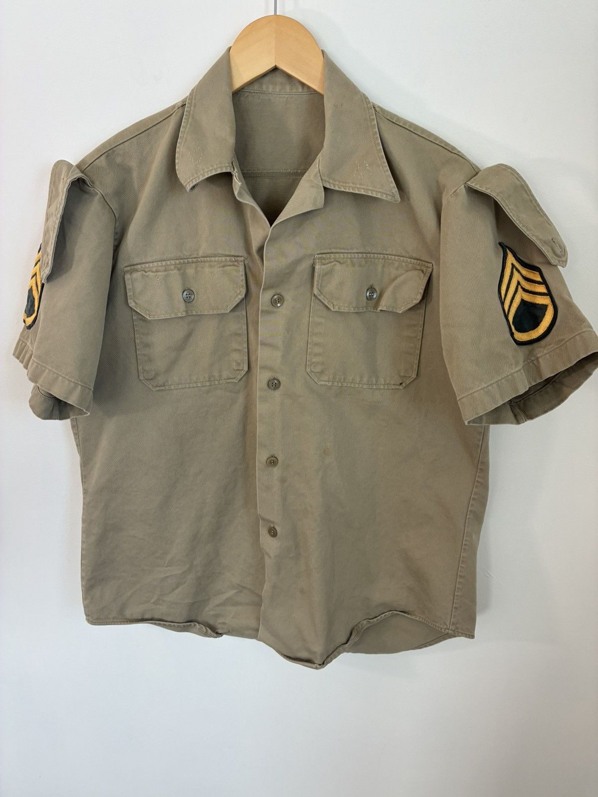 Vintage Distressed Military Army Button Down Epaulette Shirt Size US L / EU 52-54 / 3 - 1 Thumbnail
