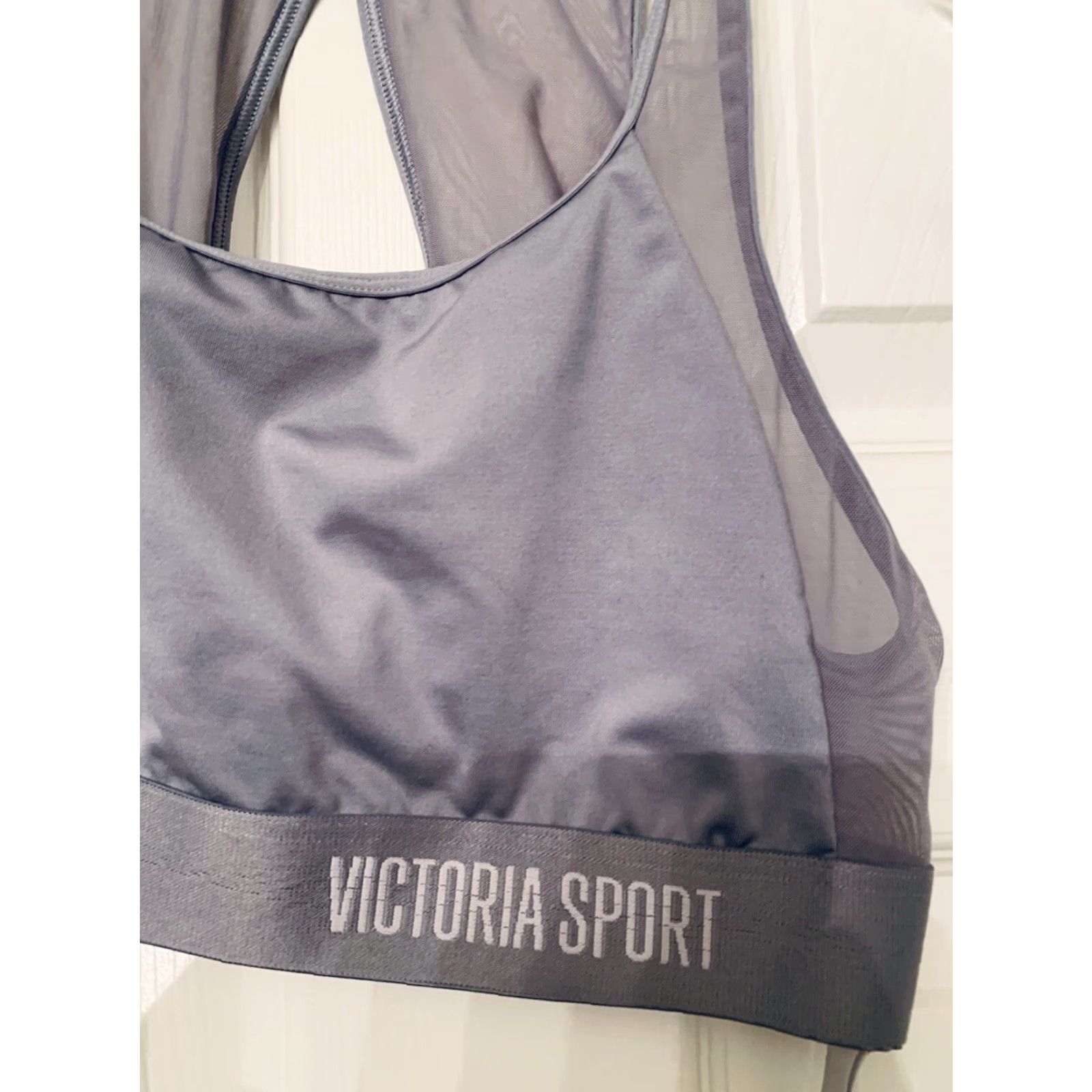 Victoria's Secret Victoria's Secret The Player Racerback Sports Bra Women M Gray Size ONE SIZE - 2 Thumbnail