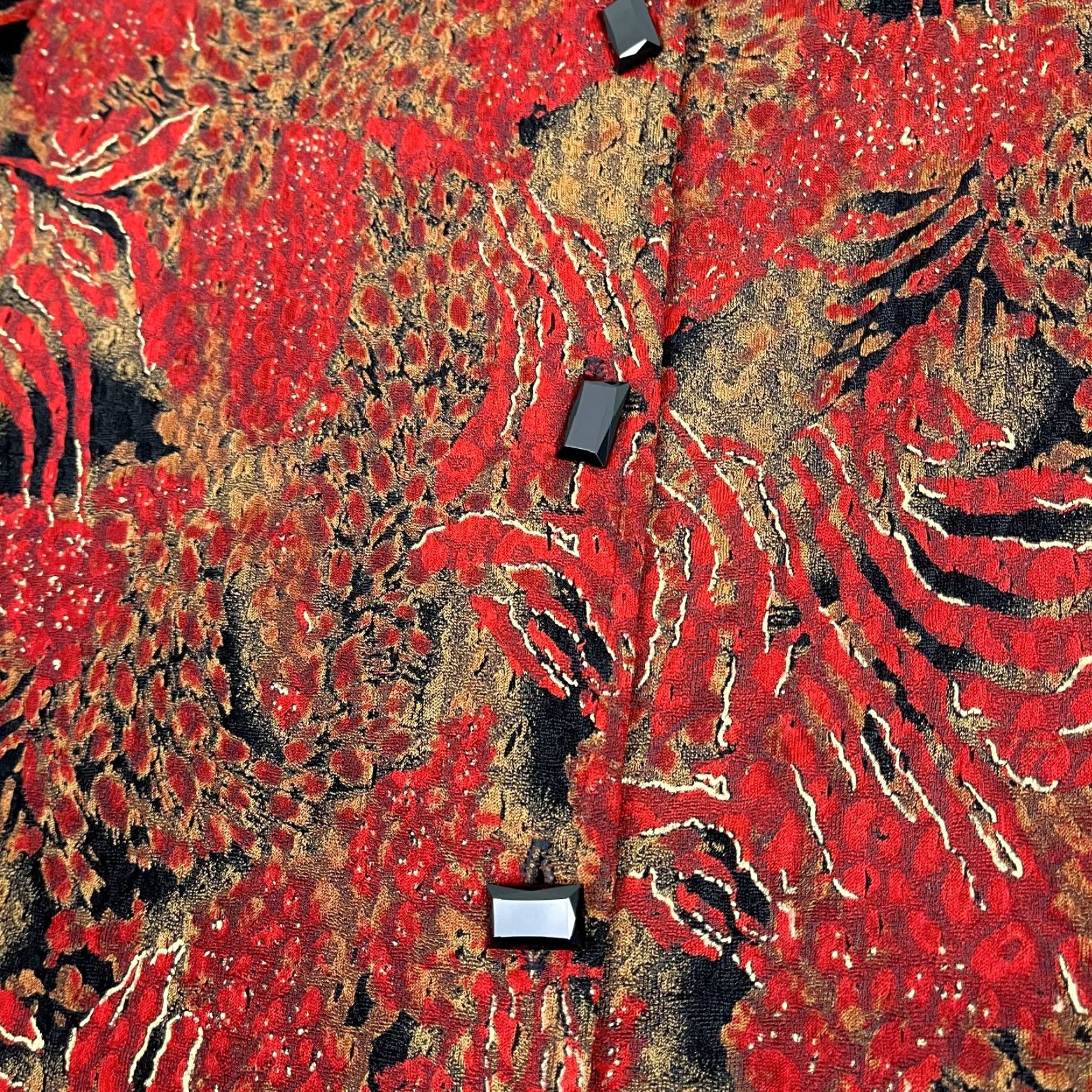Coldwater Creek Coldwater Creek Blouse Button Womens Medium Red Gold Abstract Whimscial Eclectic Size M / US 6-8 / IT 42-44 - 3 Thumbnail
